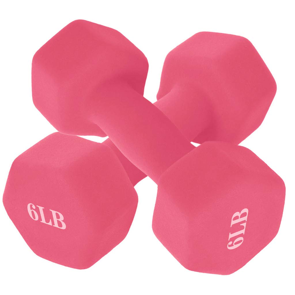 Boddenly Neoprene Coated Dumbbell Set - 6/8/10/12/15 lbs Pink Weights for Home Gym, Strength Training & Fitness Workouts