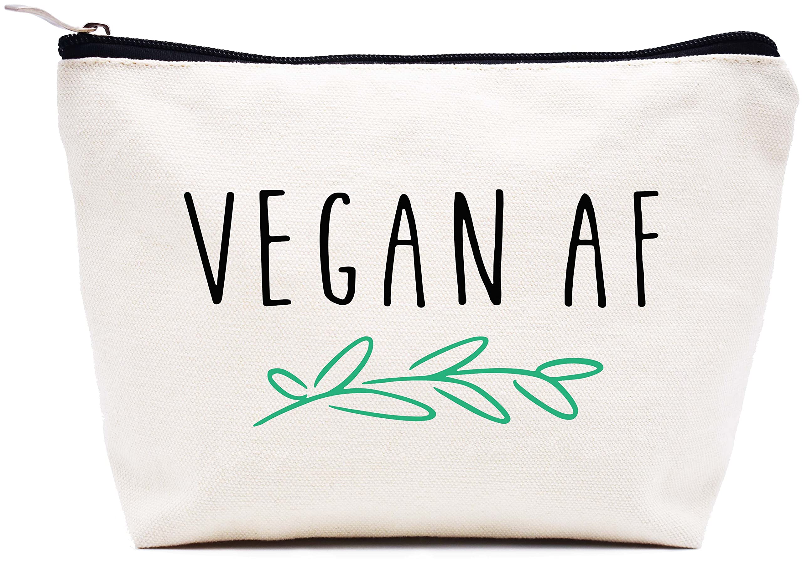 Vegan AF Funny Vegan Gifts for Women - Inspirational Christmas Birthday Present for Sister, Best Friend, BFF, Coworker, Nurse, Teacher & Mom - Makeup Bag Cosmetic Travel Pouch - Perfect for Daily Use, Travel & Gifting