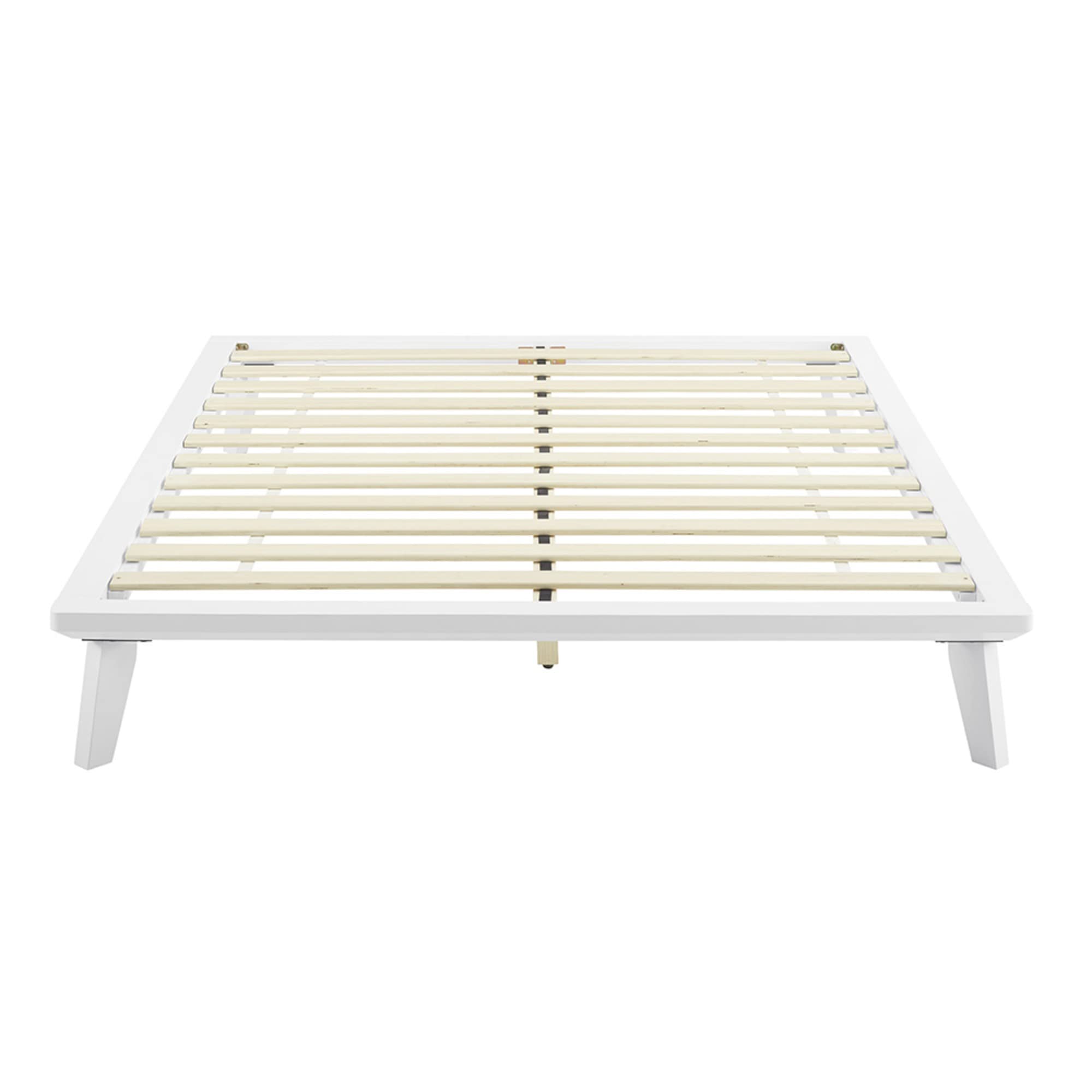 White Full Size Metro Wood Platform Bed Frame - Modern Minimalist Bedroom Furniture for Small Spaces & Apartments