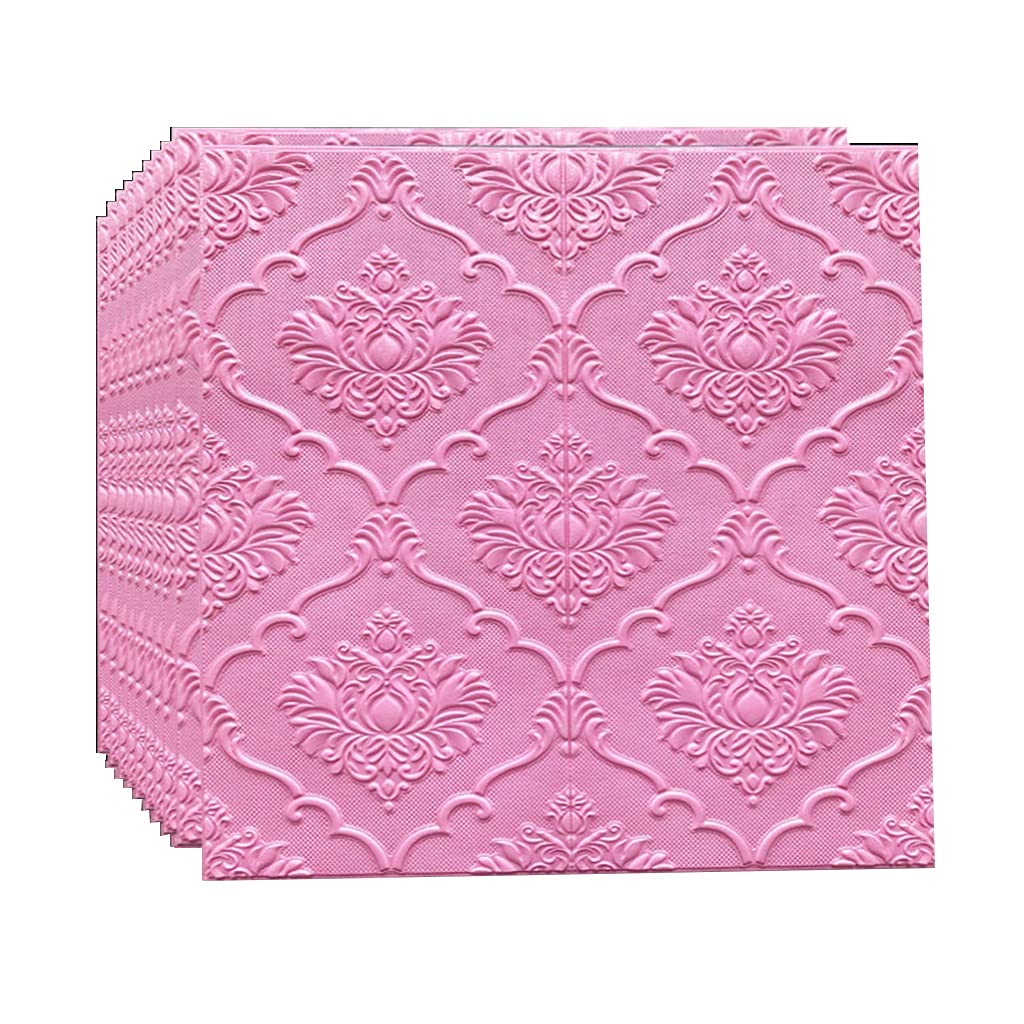Waterproof 3D Self-Adhesive Wallpaper - Pink Floral Peel and Stick Wall Mural for Bedroom, Living Room, TV Background (70x70cm) - Perfect for Home Decor, Nursery, Dorm Room & Office Accent Wall