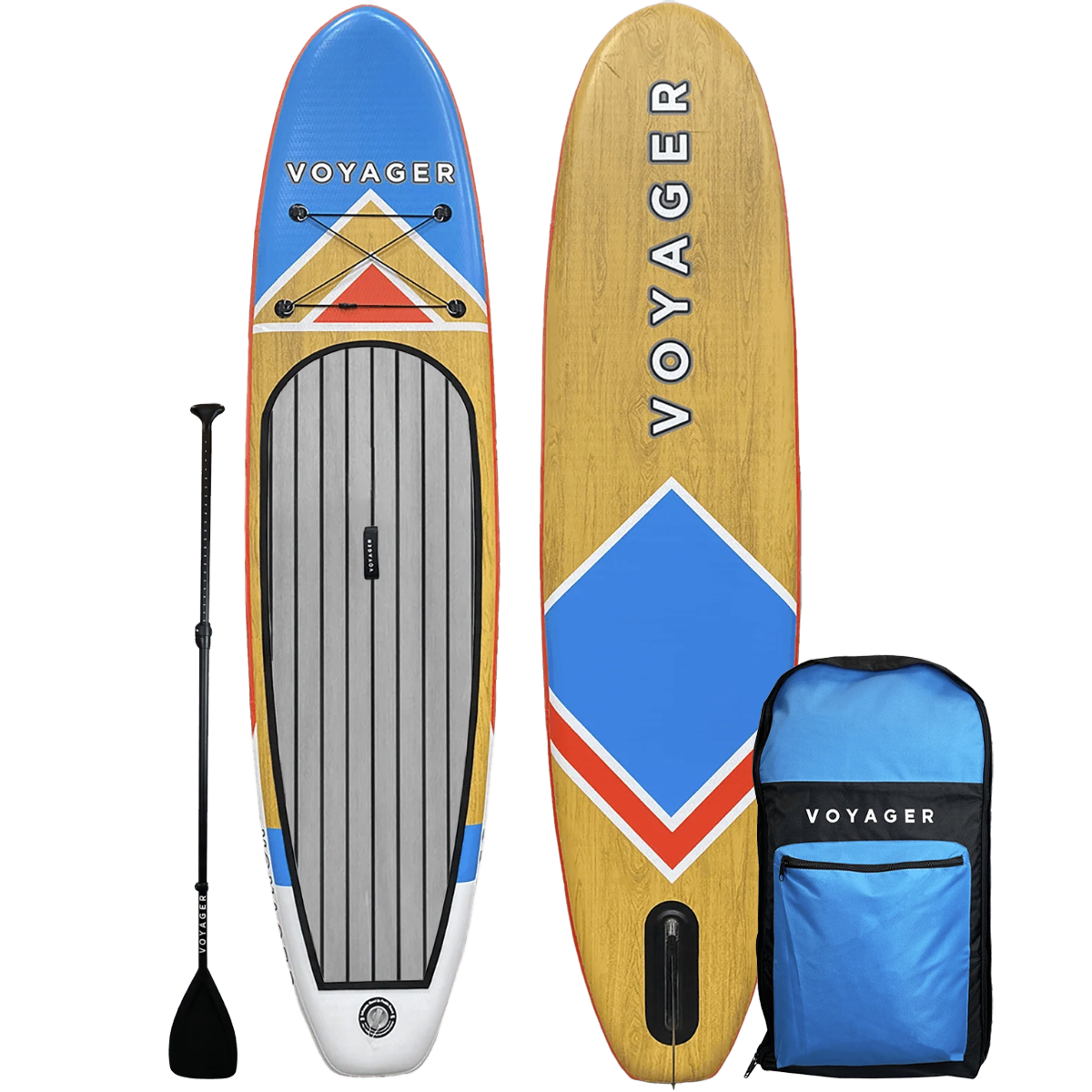 10'10 Woodgrain Inflatable Stand Up Paddle Board (SUP) with Premium Accessories - Lightweight & Portable for Lakes, Rivers & Ocean Paddling