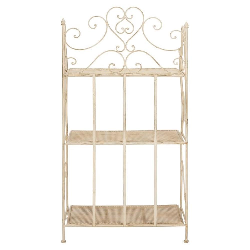 SAFAVIEH PAT5022A Outdoor Collection Torus Pearl White 3-Tier Shelf - Modern Garden & Patio Decor for Plants, Books & Decorations