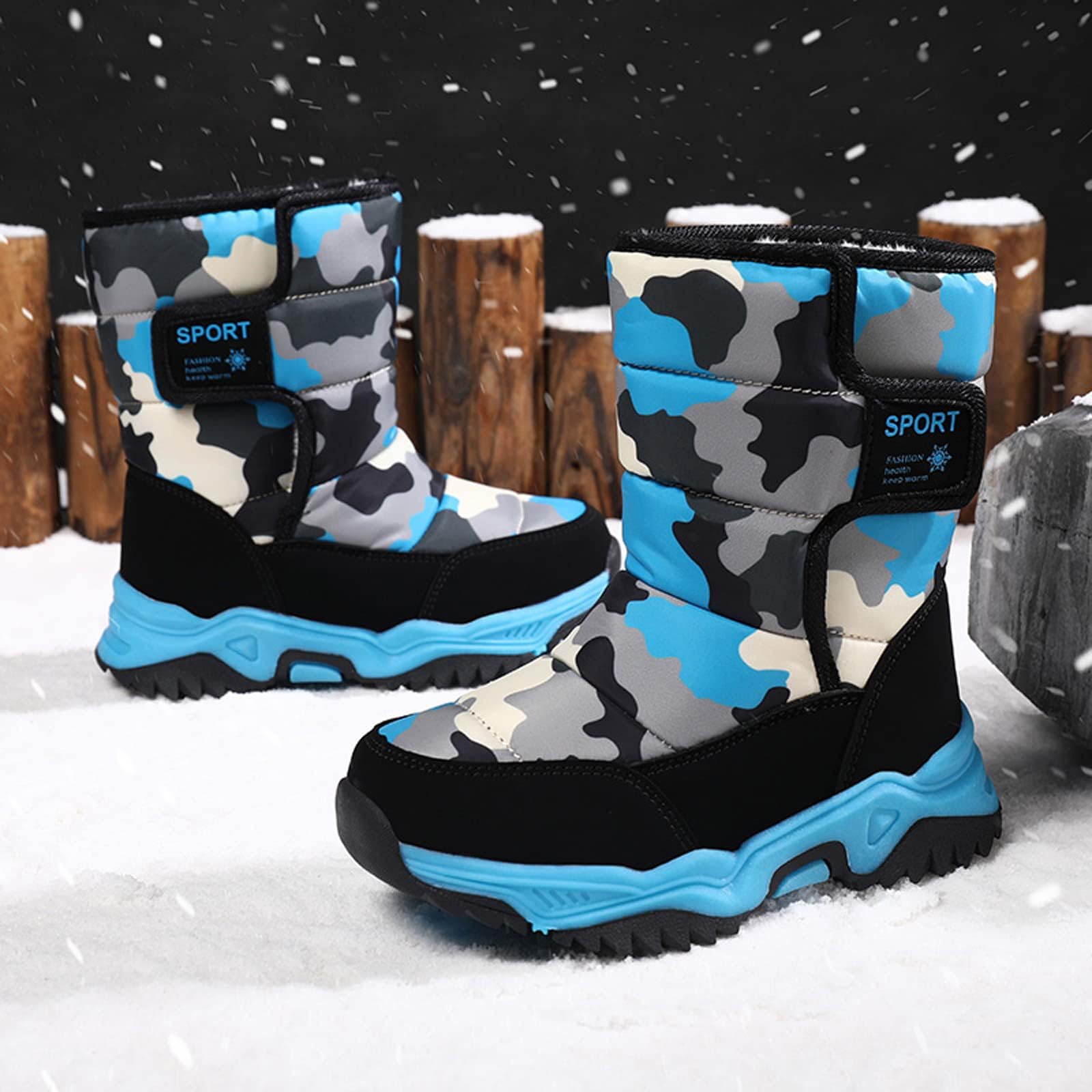 Kids Winter Snow Boots for Girls & Boys - Waterproof High-Top Warm Boots with Fur Lining - Cozy Outdoor Winter Shoes for Snow Play, Hiking & Cold Weather Activities