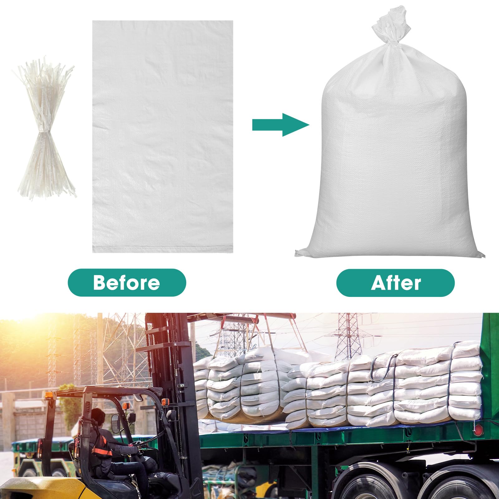 200 Pcs Heavy Duty White Woven Polypropylene Sand Bags - 18