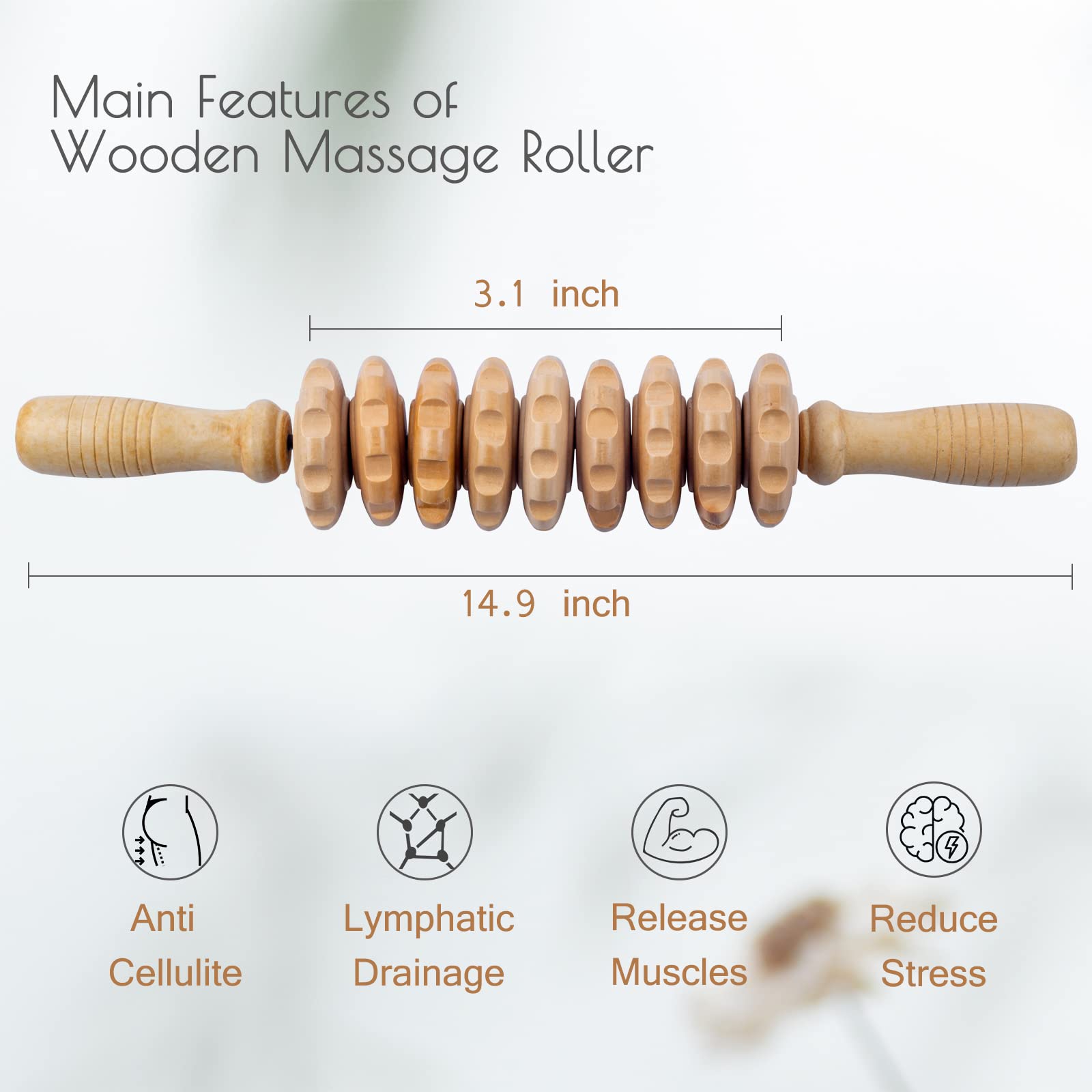 **Wooden Massage Roller for Body Shaping & Anti-Cellulite – Manual Wood Fascia Massager for Relaxation & Muscle Recovery – Perfect for Post-Workout, Spa, and Home Therapy**