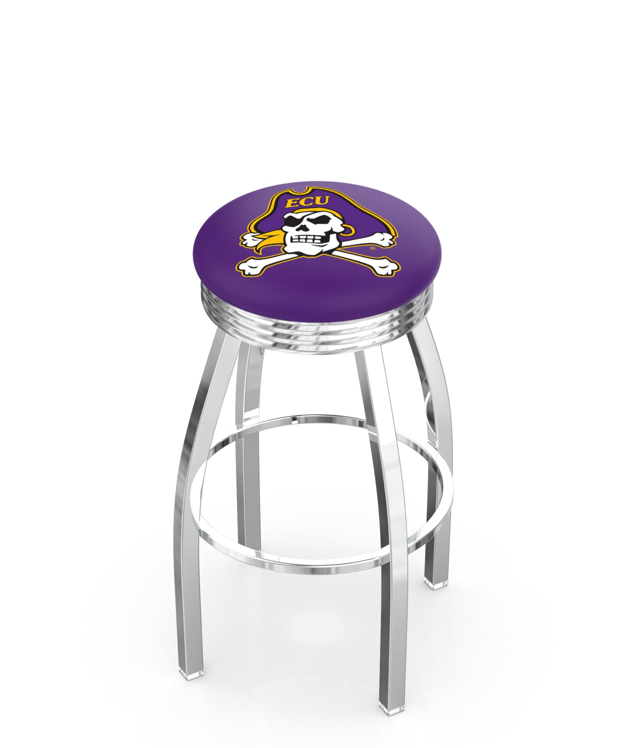 Chrome Double Ring Notre Dame Leprechaun Swivel Bar Stool with 2.5