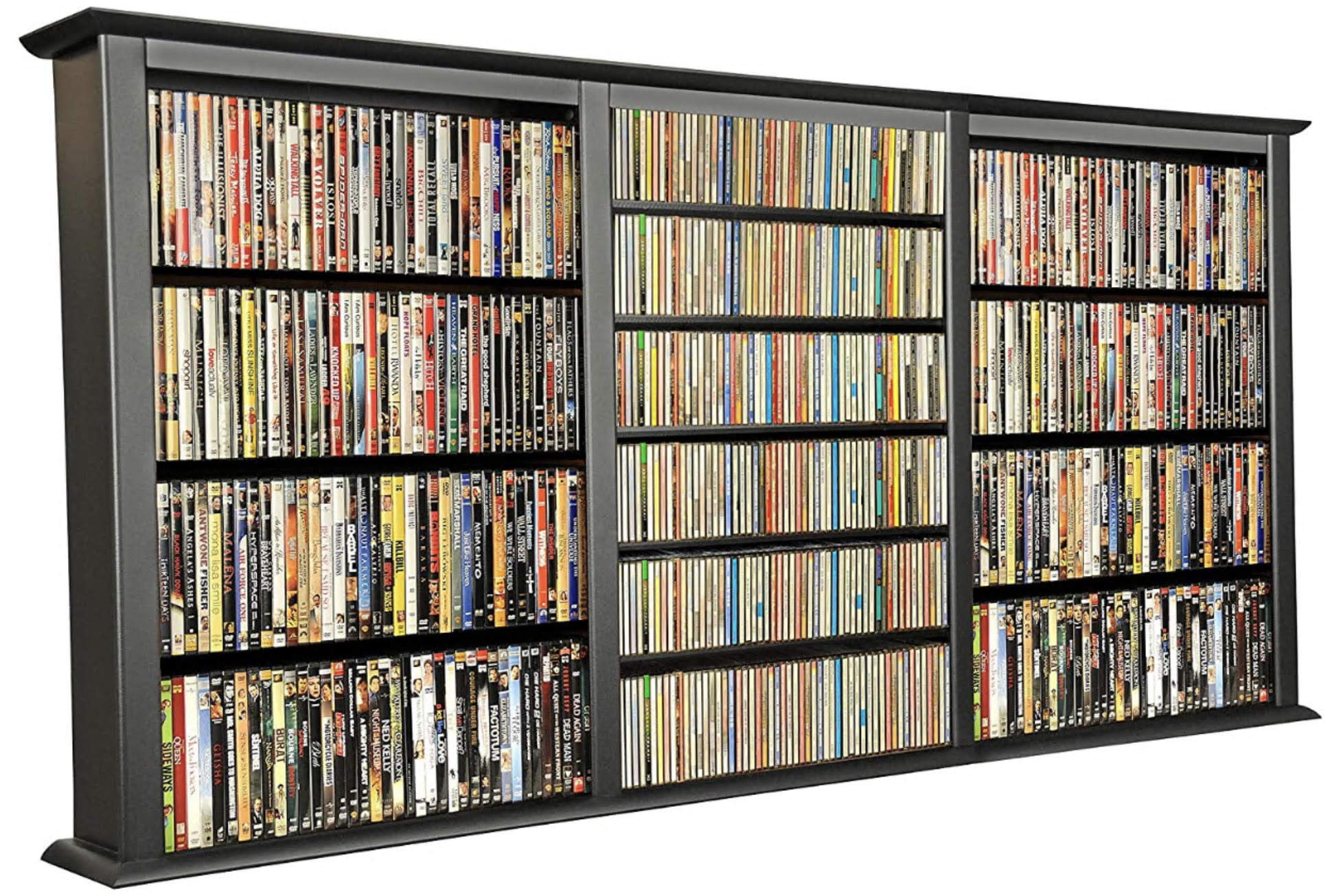 Wall Mount Media Cabinet Triple-Black - Modern TV Stand with 3 Shelves for Living Room, Bedroom & Home Theater Organization