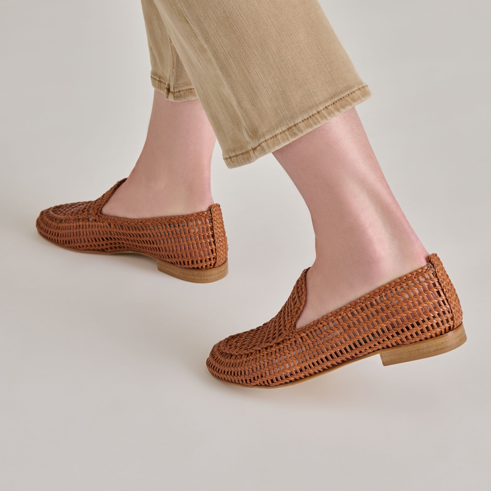 ARMOND FLATS COGNAC Woven Leather Women's Shoes - Comfortable & Stylish Casual Loafers for Work, Travel & Everyday Wear