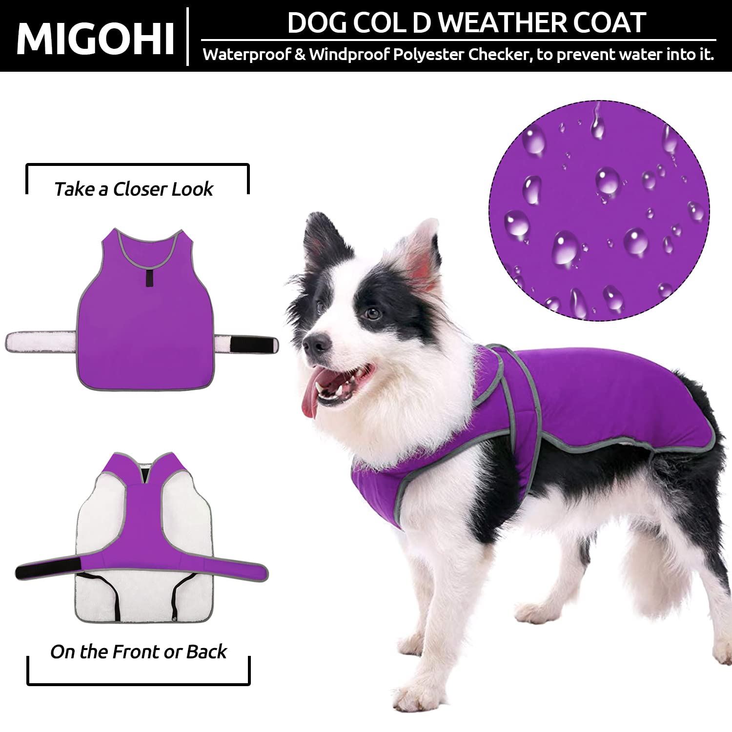 MIGOHI Reflective Waterproof Dog Coat - Warm Winter Jacket for Small Medium Large Dogs, Windproof Fleece-Lined Snowsuit with Reversible Stormguard Design - Perfect for Cold Weather, Snowy Walks & Outdoor Adventures