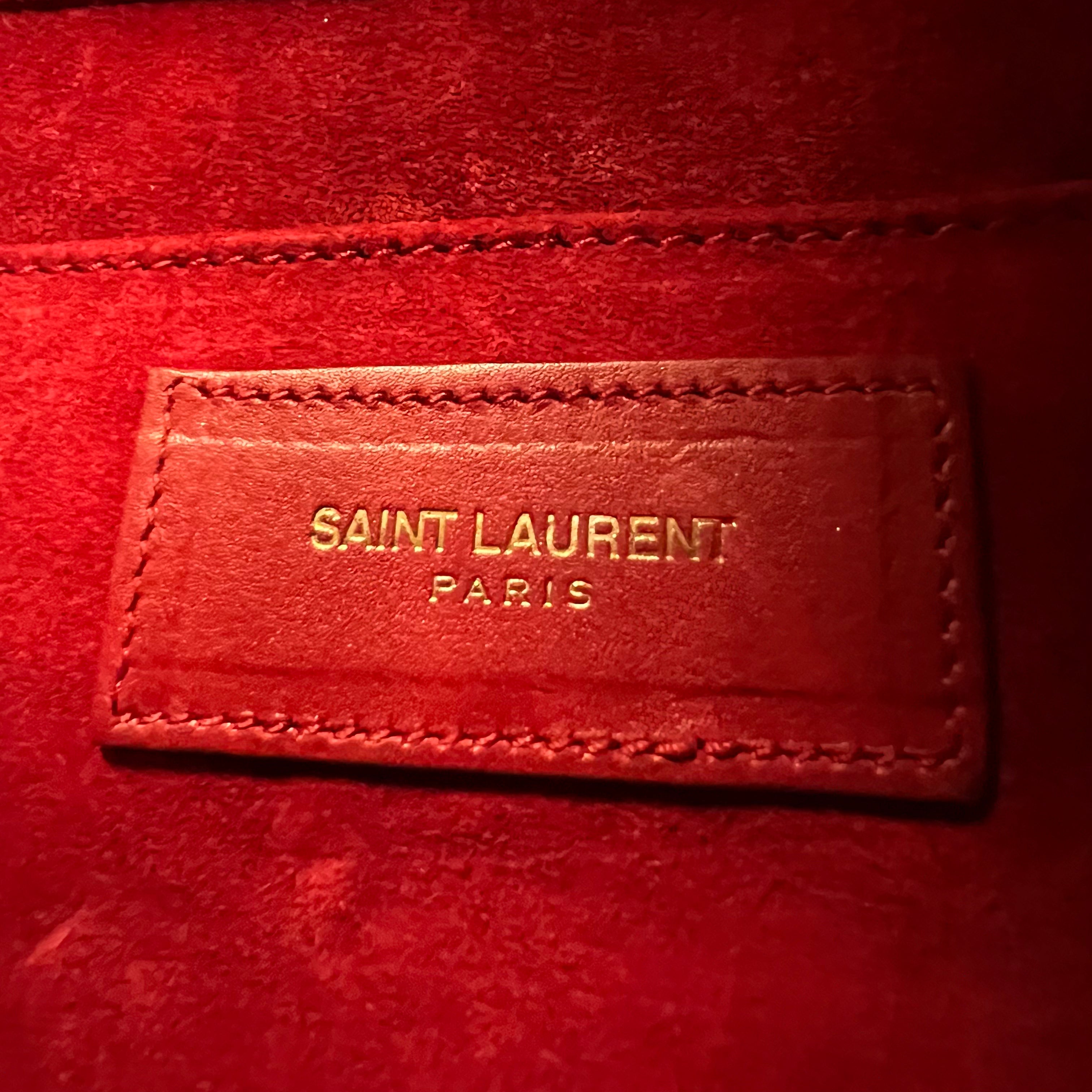SAINT LAURENT Y Ligne Clutch Bag in Red | Luxury Designer Crossbody Clutch for Women | Perfect for Evening Parties, Weddings & Special Occasions