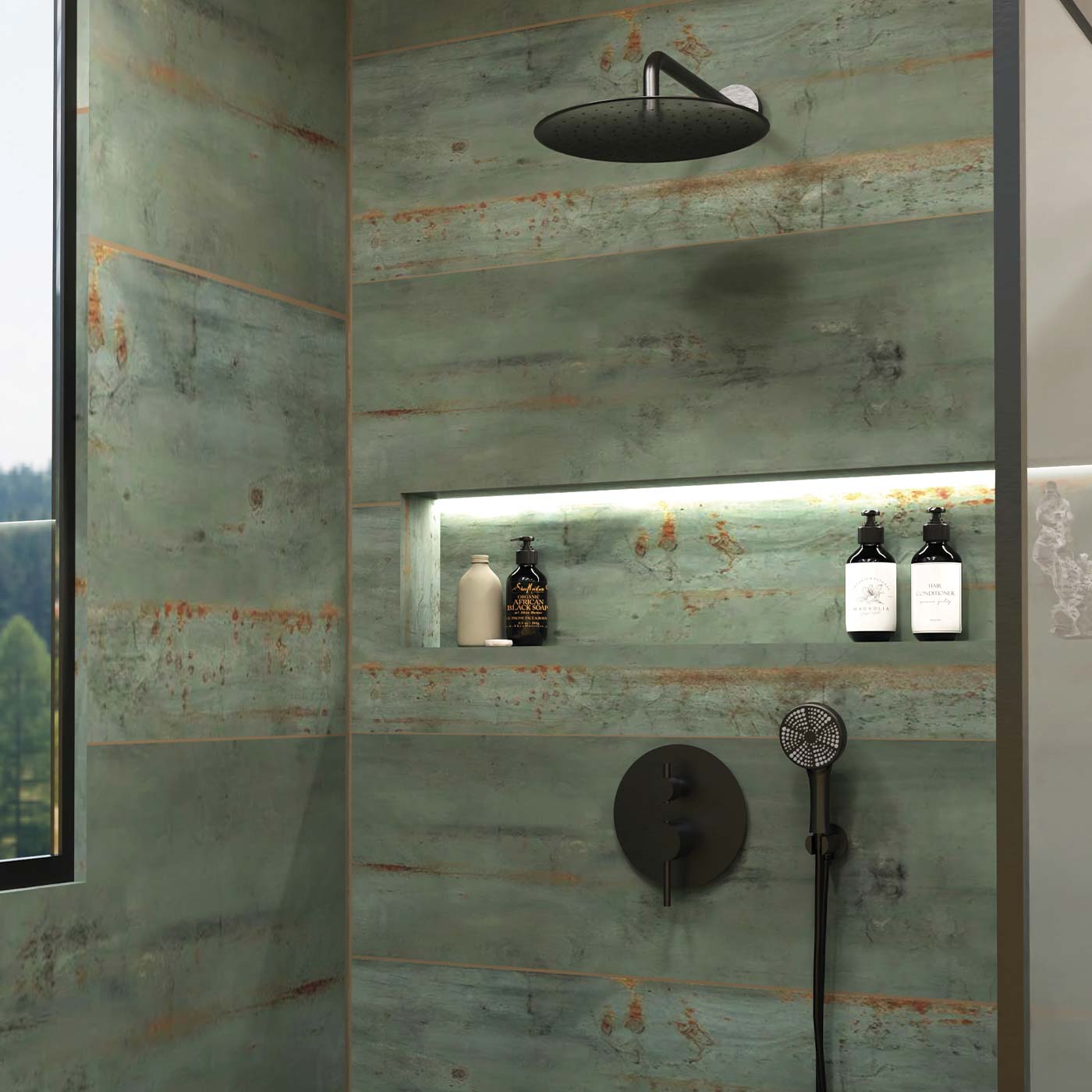 DAX Salerno Round Shower System with Hand Shower - Modern Bathroom Fixture for Spa-Like Experience at Home
