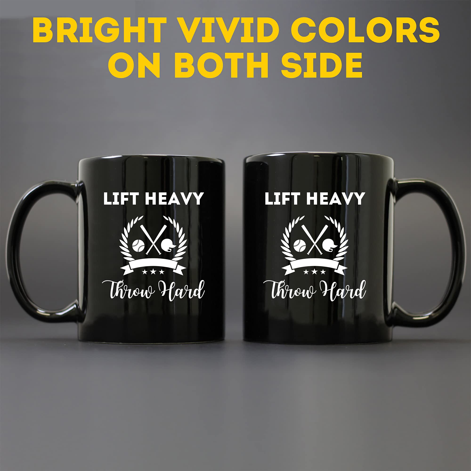 11Oz Black Baseball Mug - Funny Lift Heavy Throw Hard Pitcher Design for Coffee, Tea & Drinks - Perfect Gift for Baseball & Softball Fans