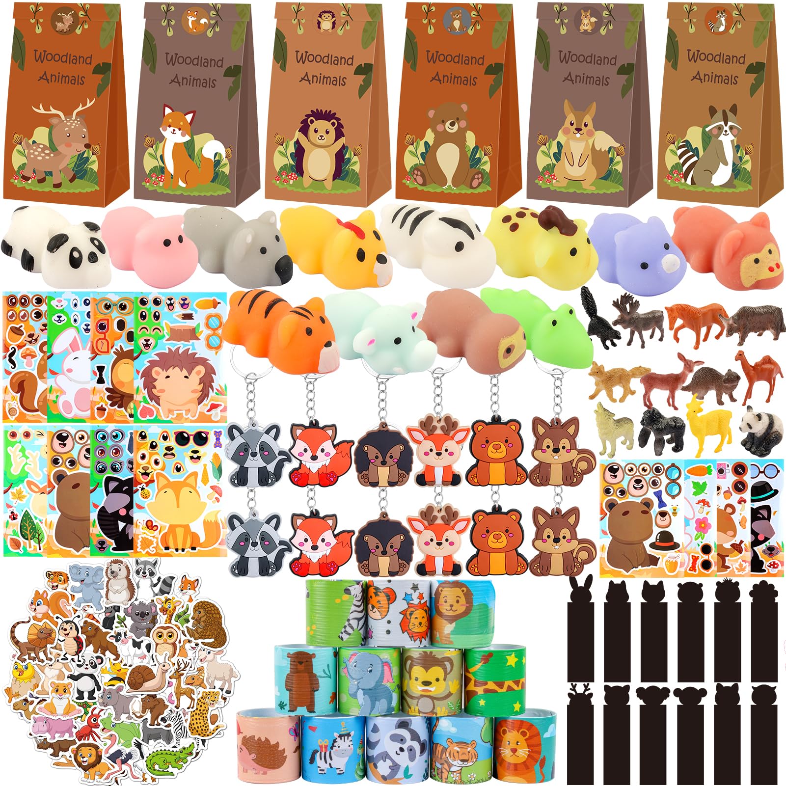 134 PCS Woodland Animal Party Favors - Wild Animals Themed Birthday Party Supplies for Kids, Baby Shower & Woodland Decorations | Goodie Bag Stuffers for Forest-Themed Parties, Classroom Rewards & Baby Shower Games