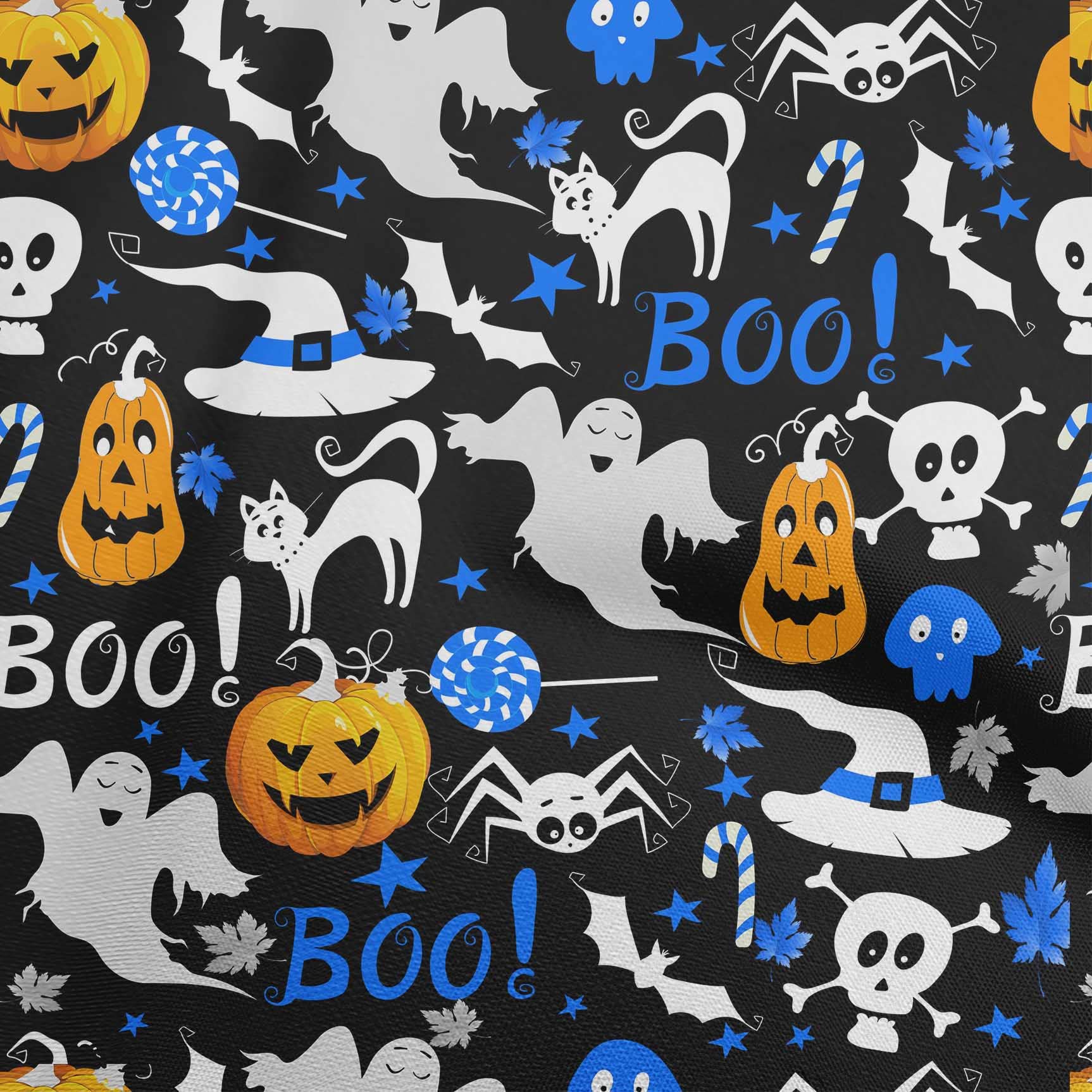 oneOone Polyester Spandex Black Halloween Fabric - 56 Inch Wide Printed Craft Material for Sewing Costumes & Decor (9332) | Perfect for DIY Halloween Costumes, Home Decor, and Craft Projects