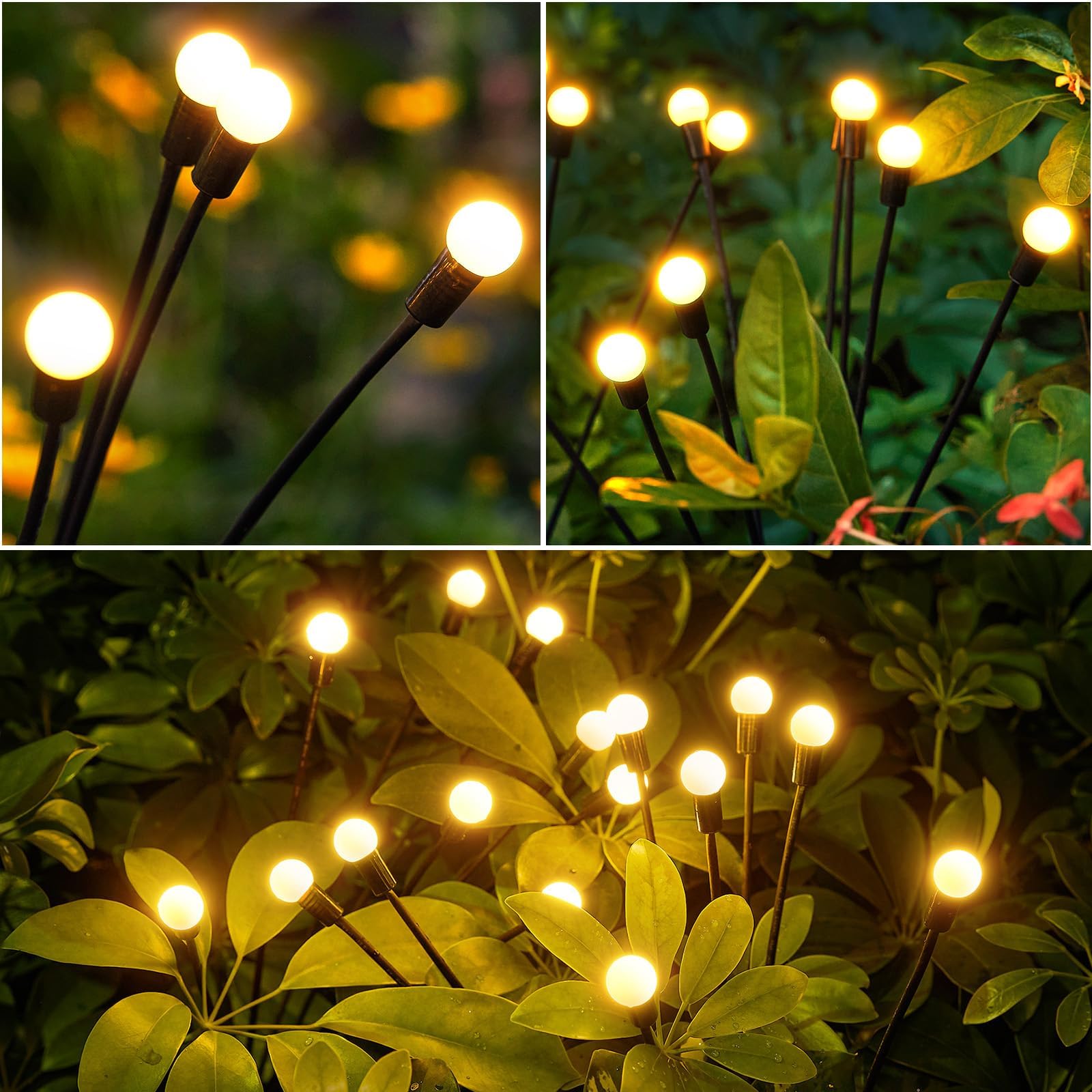 KELME Solar Garden Lights - 4 Pack 32 LED Swaying Firefly Solar Lights for Outdoor Decor | Waterproof Wind-Activated Solar Lights for Yard, Patio, Pathway | Perfect for Garden Parties, Landscape Lighting & Nighttime Ambience