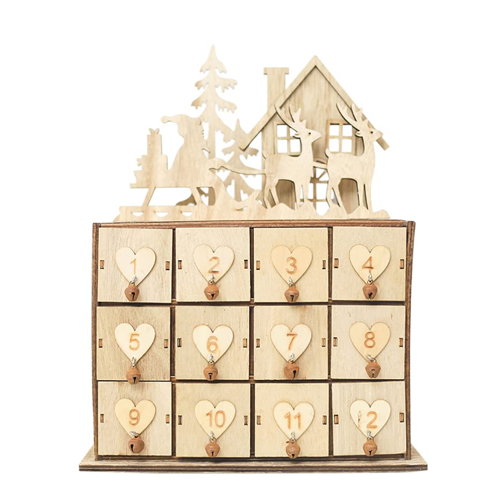 TOYANDONA 24-Drawer Wooden Advent Calendar Christmas Countdown Tree - Reindeer Jewelry Storage Box & Desktop Organizer for Holiday Decorations | Perfect for DIY Christmas Gifts, Home Decor & Party Table Centerpiece