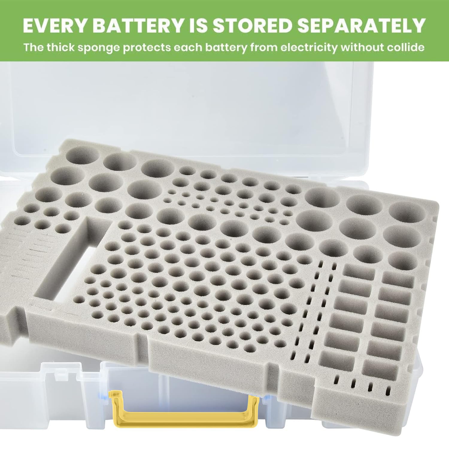 Battery Organizer Storage Case with Tester - Holds 225 AA AAA C D 9V Batteries & Lithium Cells (LR44 CR2 CR1632 CR2032) - Blue Battery Storage Box for Garage, Home & Office Organization
