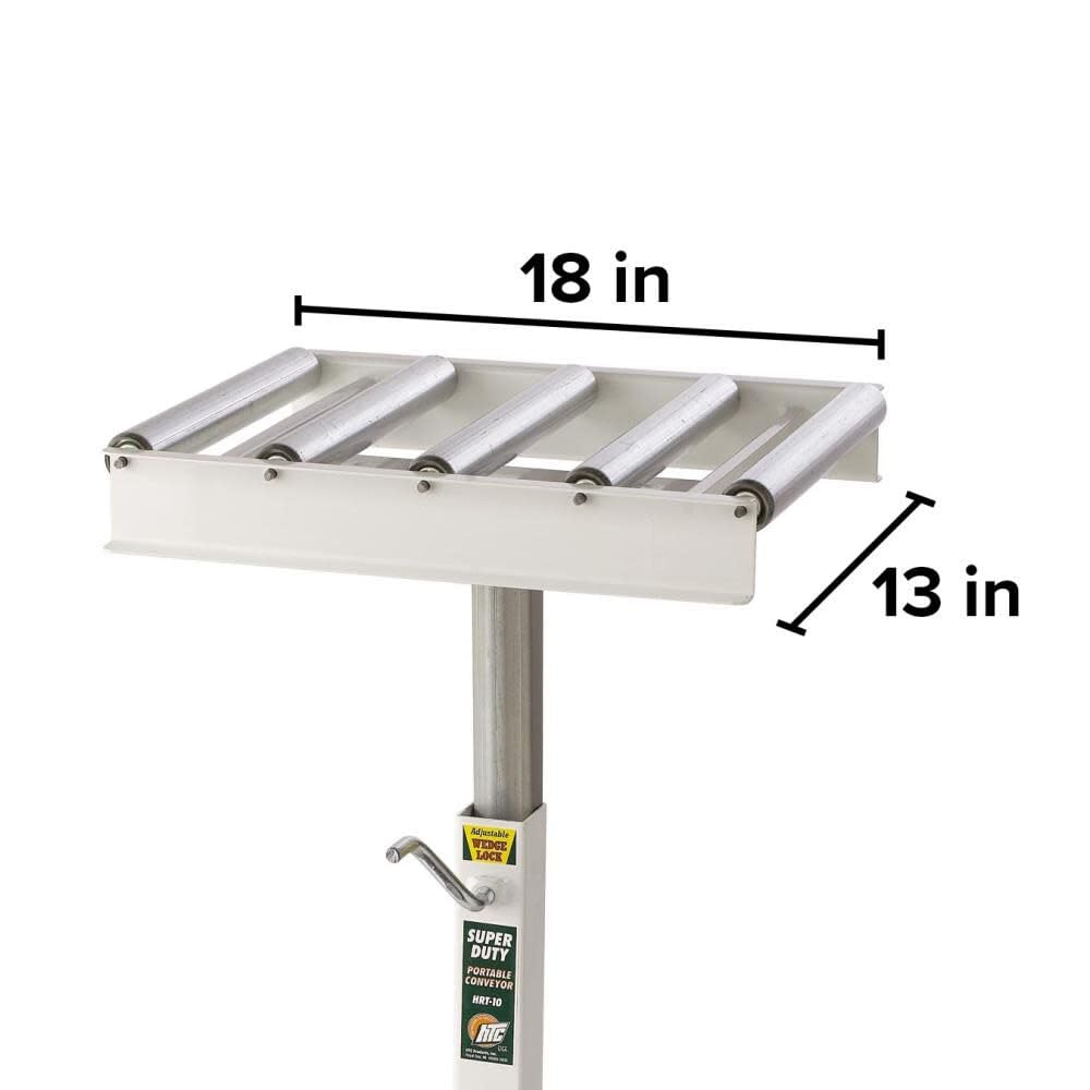 Heavy Duty Adjustable Roller Table Stand HTC HRT-10 - 5 Ball Bearing Rollers Conveyor Feed Stand, White - Perfect for Workshop, Warehouse & Industrial Material Handling
