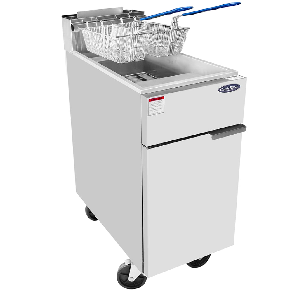 Atosa 40 lb Commercial Floor Fryer - 102,000 BTU Natural Gas Fryer for Restaurants & Food Trucks - Heavy Duty Deep Fryer for Chicken, Fish & French Fries