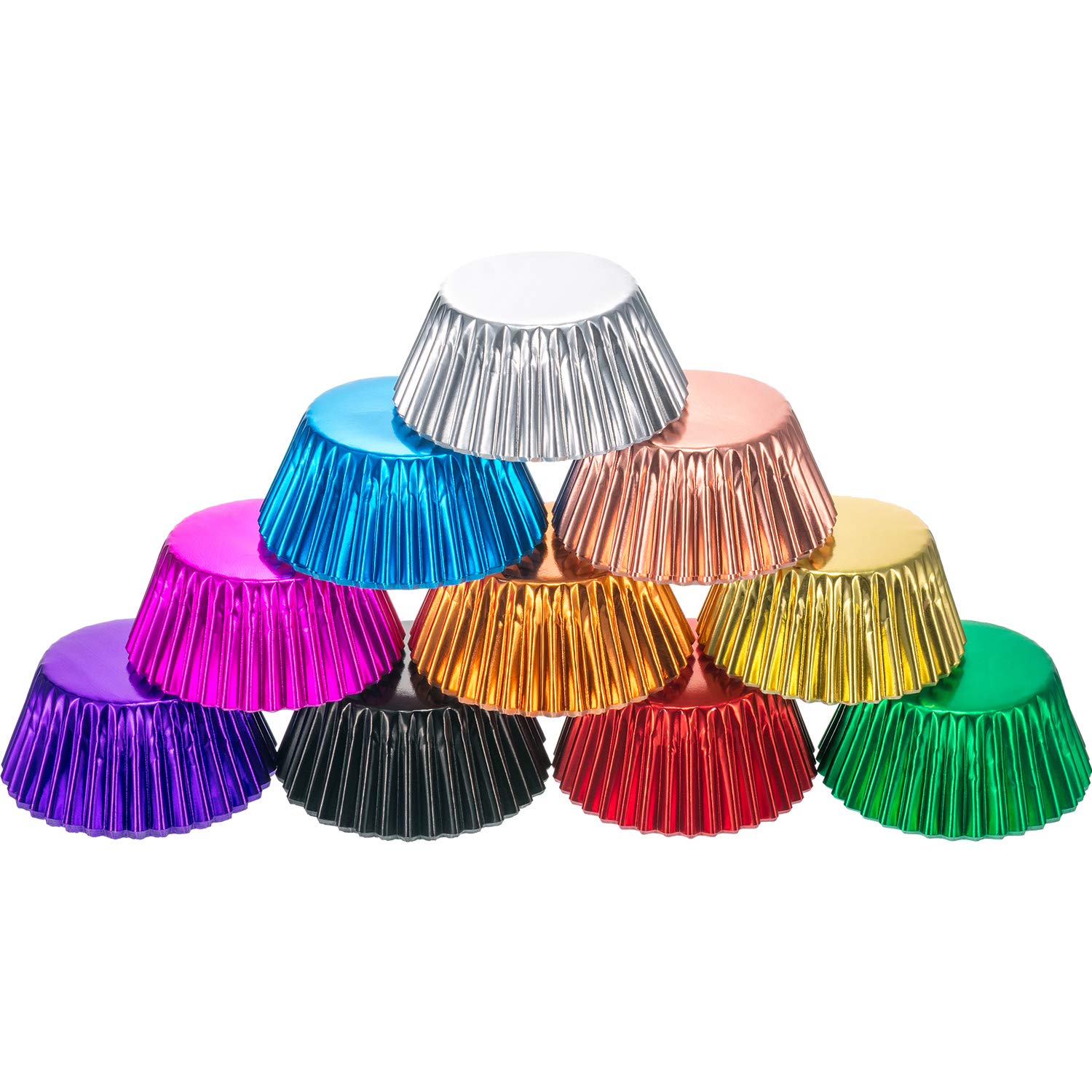 Sumind 200-Pack Standard Size Metallic Cupcake Liners - 10 Vibrant Colors for Baking, Muffin Cases & Party Decorations - Perfect for Birthday Parties, Baby Showers & Holiday Desserts