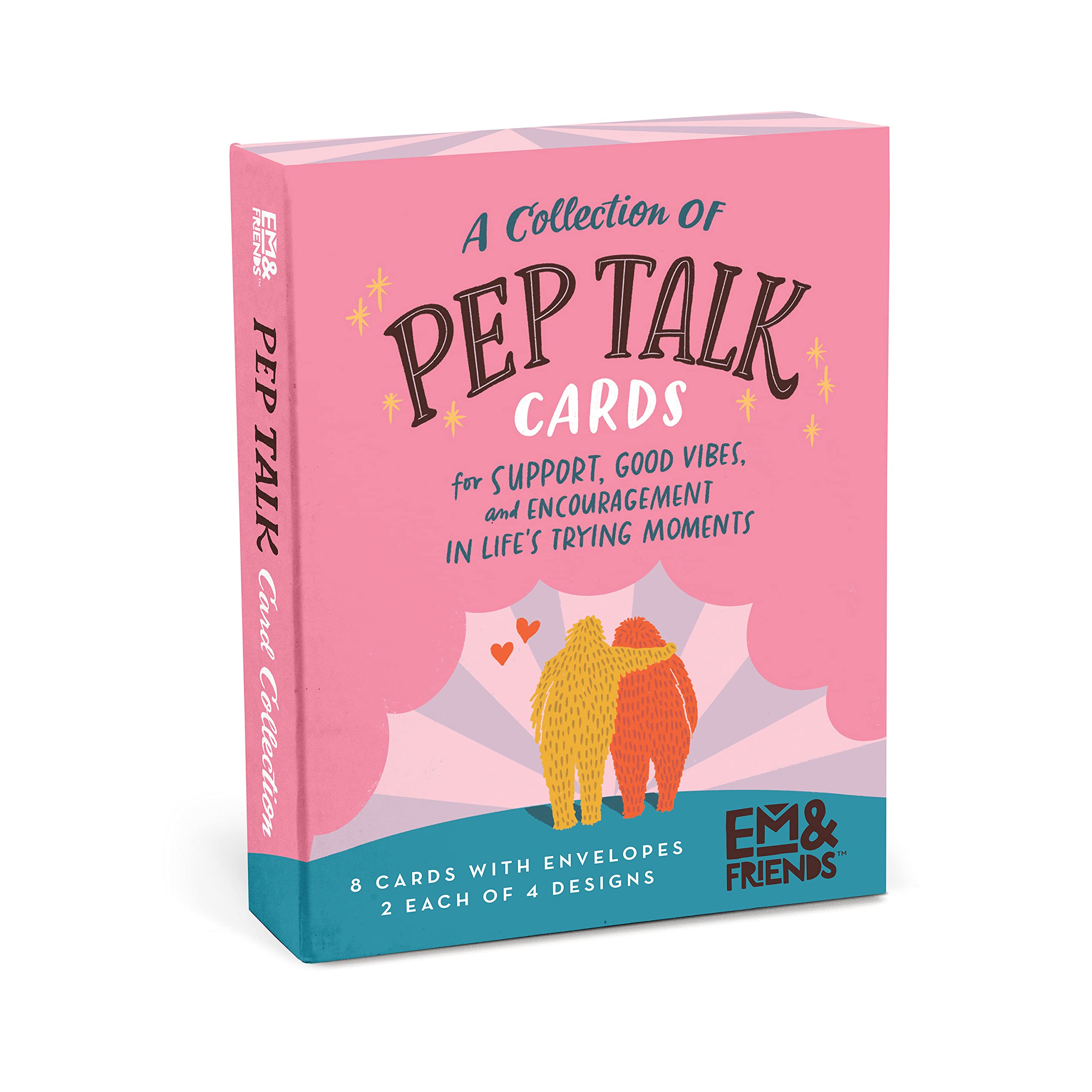 Em & Friends Pep Talk Cards - 8 Funny & Encouraging Greeting Cards with Envelopes | Motivational Gift for Friends, Coworkers & Students | Perfect for Birthdays, Office Gifts & Daily Inspiration