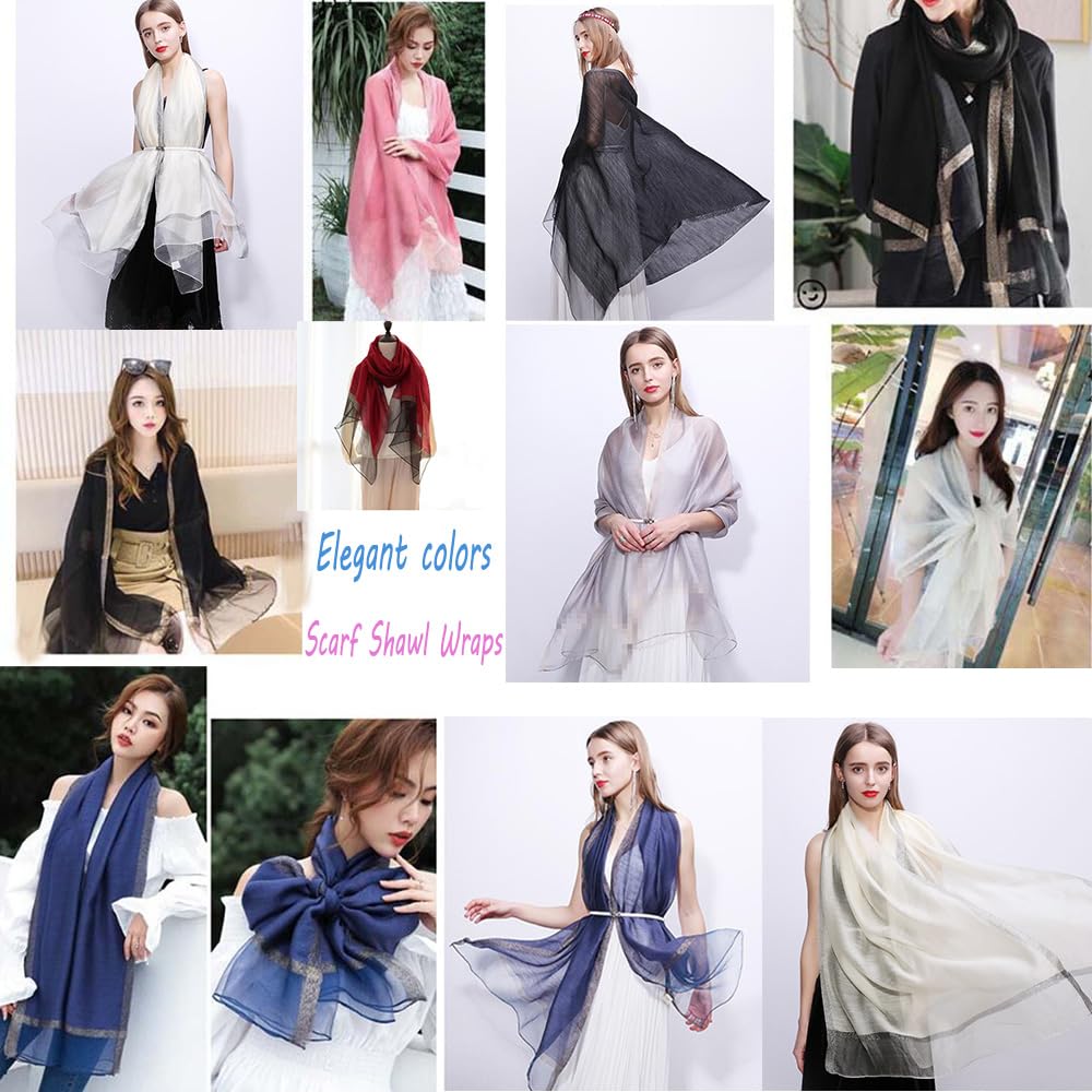Women's Lightweight Silk Scarves - Elegant Shawls & Wraps for Evening Dresses, Summer Beach, Weddings | Perfect Gift for Her | Versatile for Office, Travel & Special Occasions
