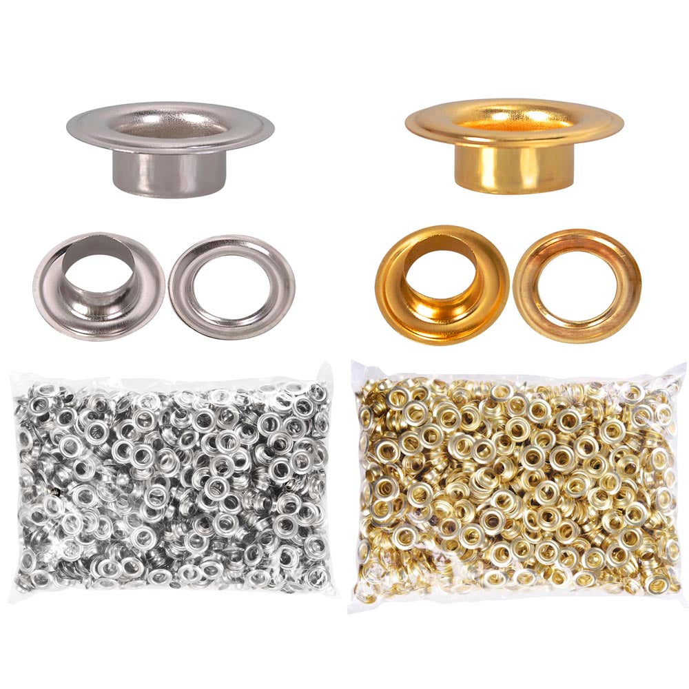 Premium Brass Nickel Grommets and Washers Set (Sizes #0 #2 #4) - Durable Metal Eyelets for Leathercraft, DIY Projects & Clothing Accessories