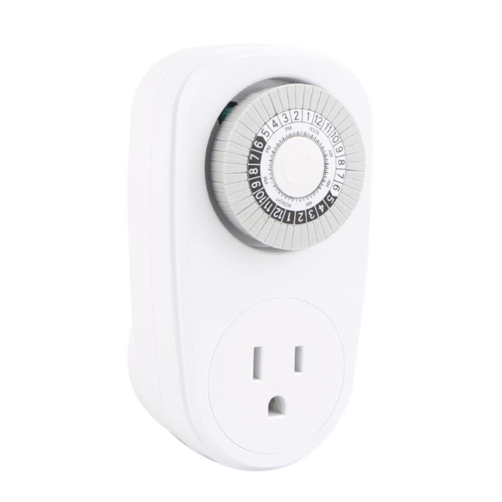 Flameer 24-Hour Mechanical Timer Switch - US Wall Plug Socket with 7-Day Programmable Control for Home & Office | Perfect for Lights, Appliances, and Holiday Decorations