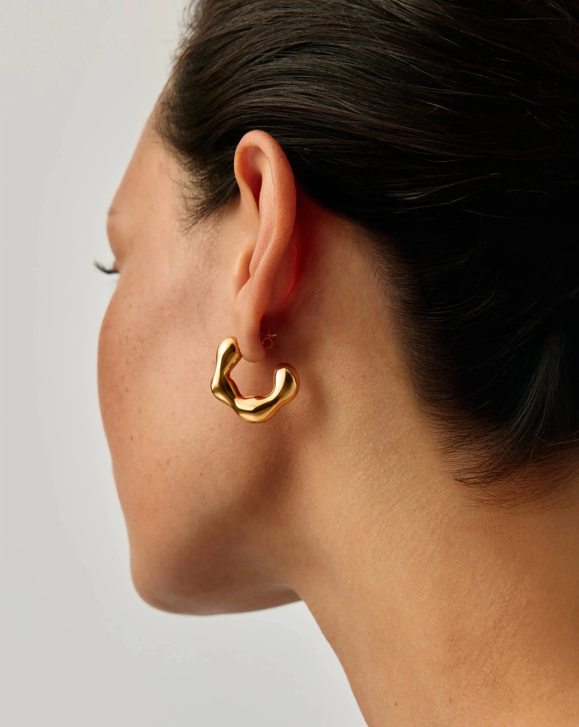 Eny Puffy Medium Hoop Earrings - 18k Gold Plated Women's Fashion Jewelry | Perfect for Everyday Wear, Parties & Special Occasions