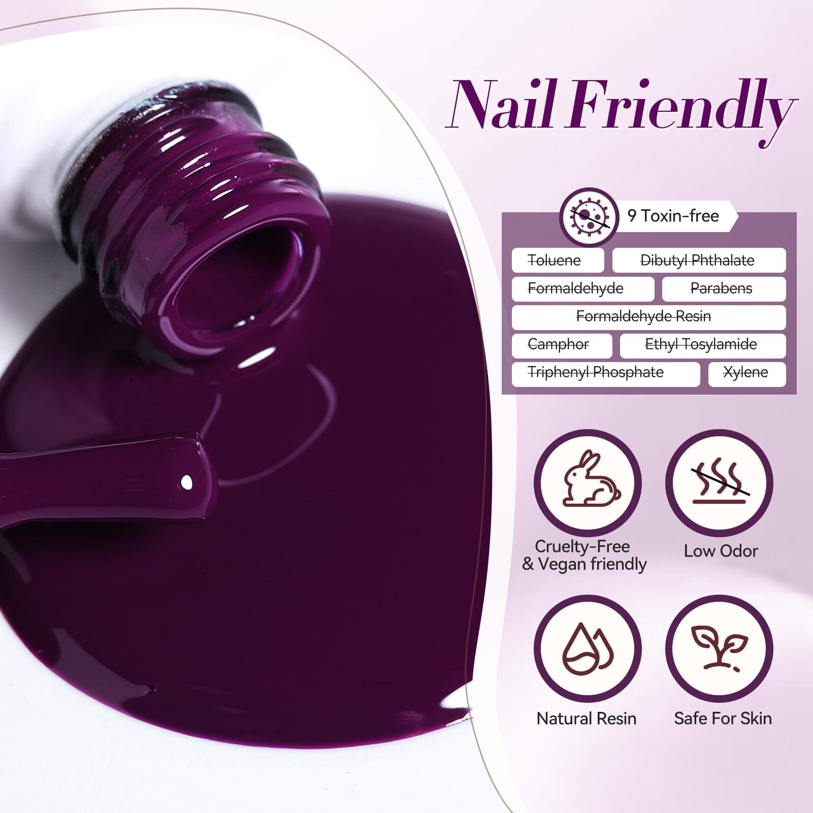 6 Colors Purple Gel Polish Set S08 Lavender Mist 7ml - Soak Off UV LED Nail Polish Kit for Manicure & Pedicure at Home Salon
