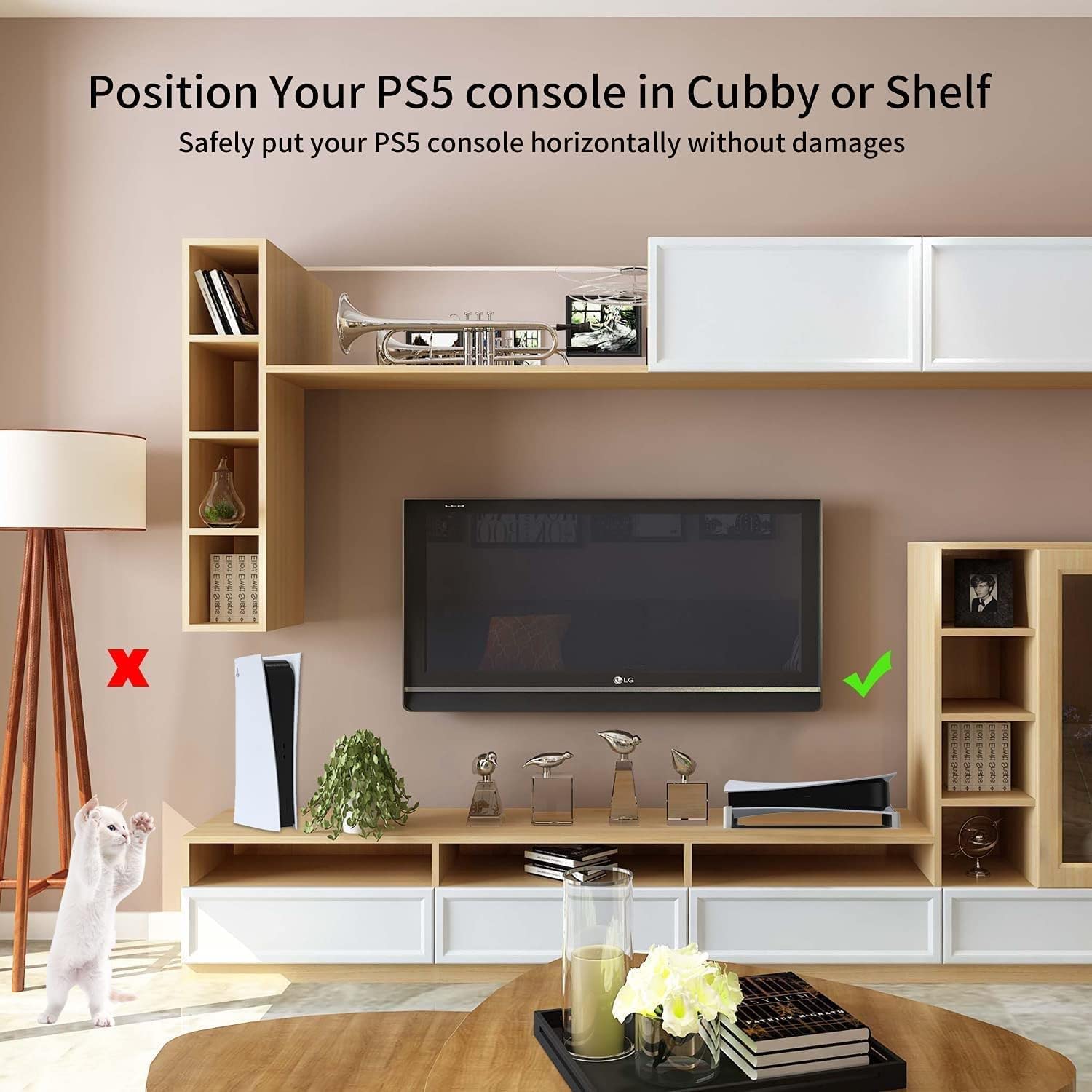 MENEEA PS5 Horizontal Stand - Compatible with PlayStation 5 Disc & Digital Edition | Durable Cooling Base for PS5 Console Accessories | Perfect for Gaming Setup & Entertainment Centers