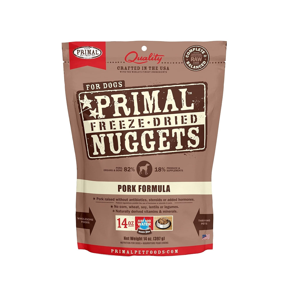 Freeze Dried Pork Nuggets for Dogs - All Natural, Grain-Free Dog Treats | High Protein Training Rewards & Travel Snacks for Puppies & Adult Dogs