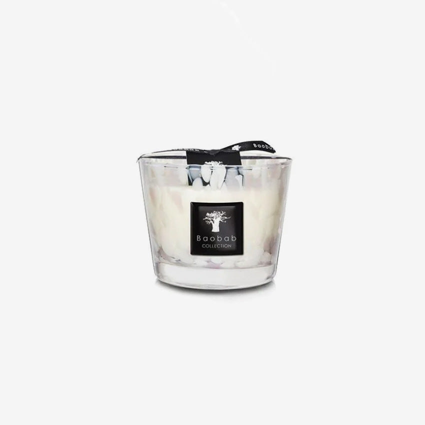 Baobab Collection White Pearls Scented Candle - Luxury Home Fragrance for Relaxation & Romantic Ambience - Perfect for Bedroom, Bathroom & Spa Decor