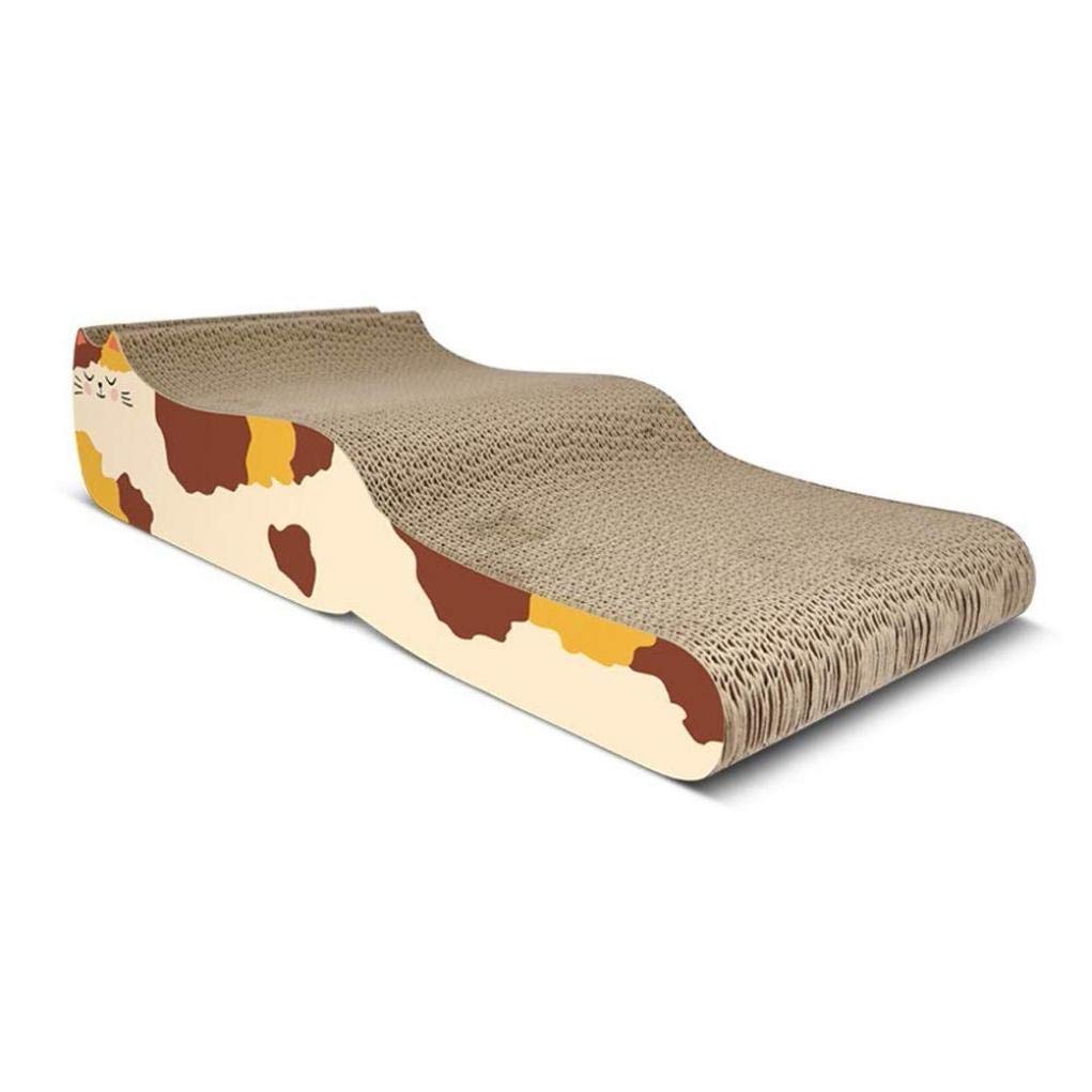 Reversible Wave Cat Scratching Board - Eco-Friendly Recycled Corrugated Cardboard - Cat Lounge Bed & Kitten Toy - Brown - Perfect for Indoor Cats, Small Spaces & Multi-Cat Households