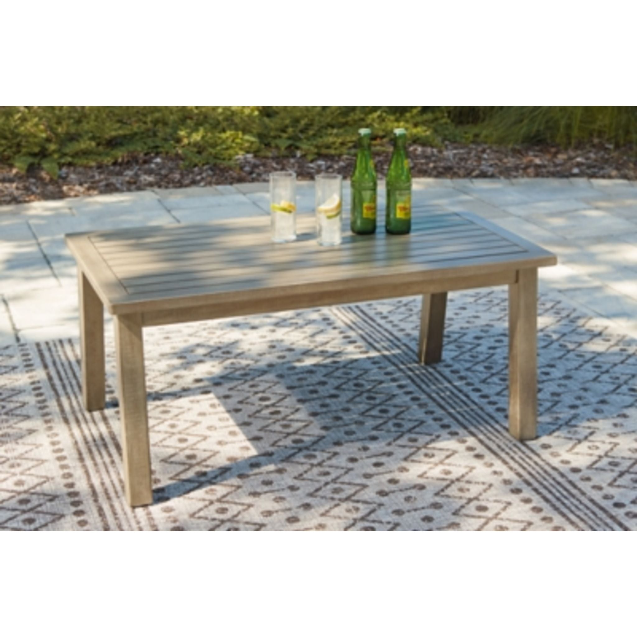 Barn Cove Outdoor Coffee Table - Weather-Resistant Brown Wooden Patio Furniture for Garden, Deck, and Poolside Use