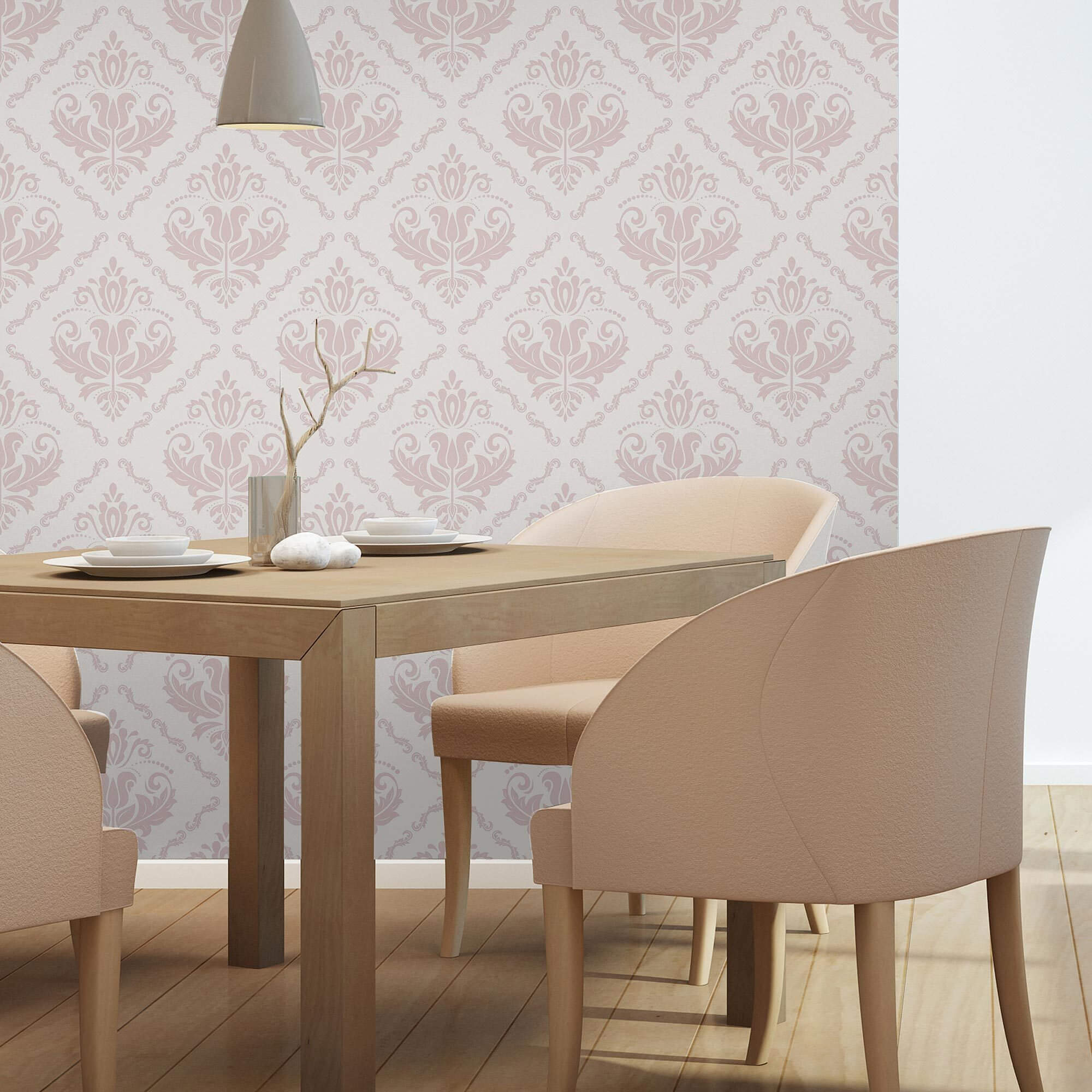 Creamy Beige Damask Peel and Stick Removable Wallpaper - Self-Adhesive Wall Covering for Bedroom, Living Room & Home Decor - Easy to Install & Remove