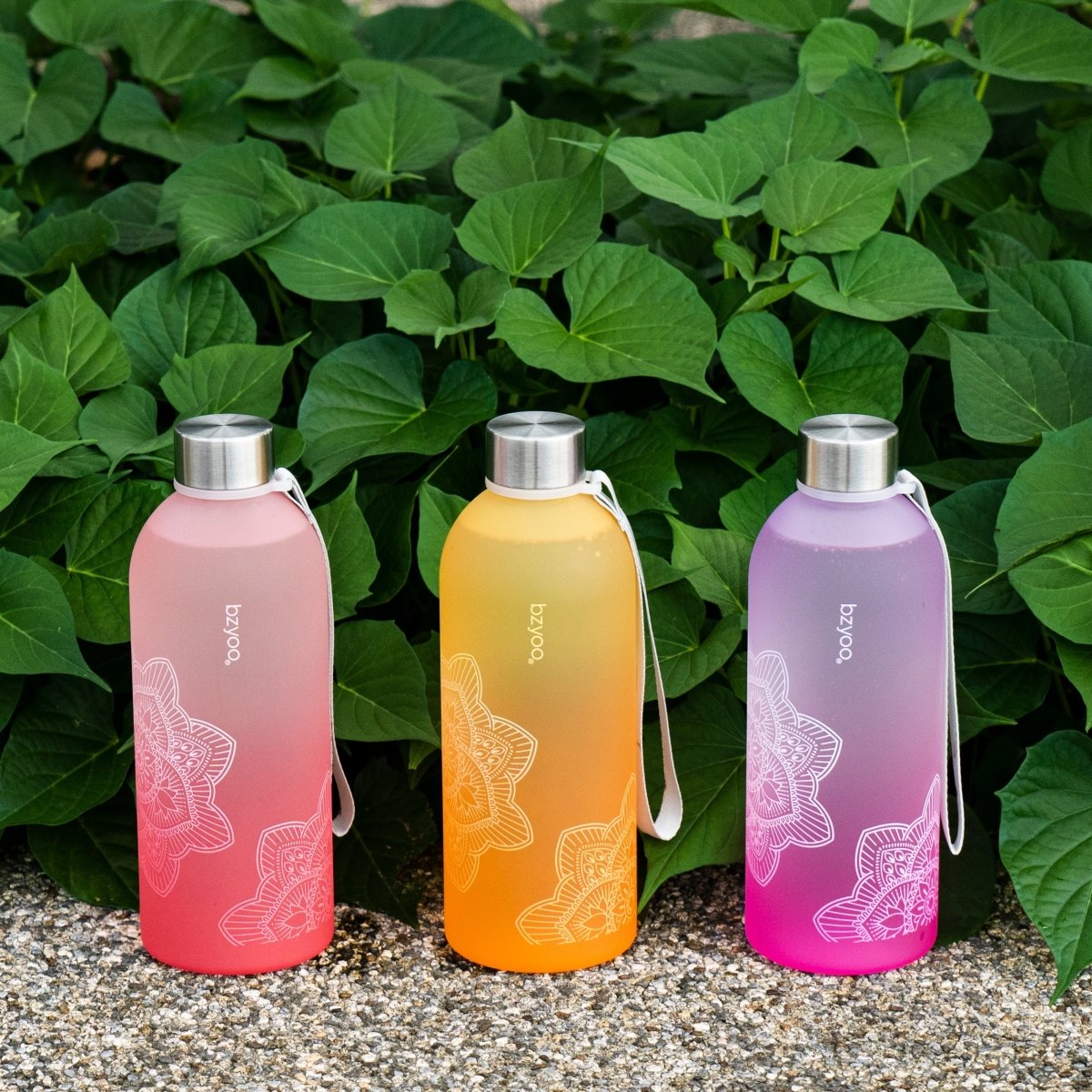 32oz La La Mandala Time Marker Tritan Water Bottle with Carrying Strap - Ombre Red | BPA-Free Leakproof Water Container for Gym, Yoga, Hiking & Outdoor Activities | Motivational Hydration Tracking Bottle for Fitness Enthusiasts