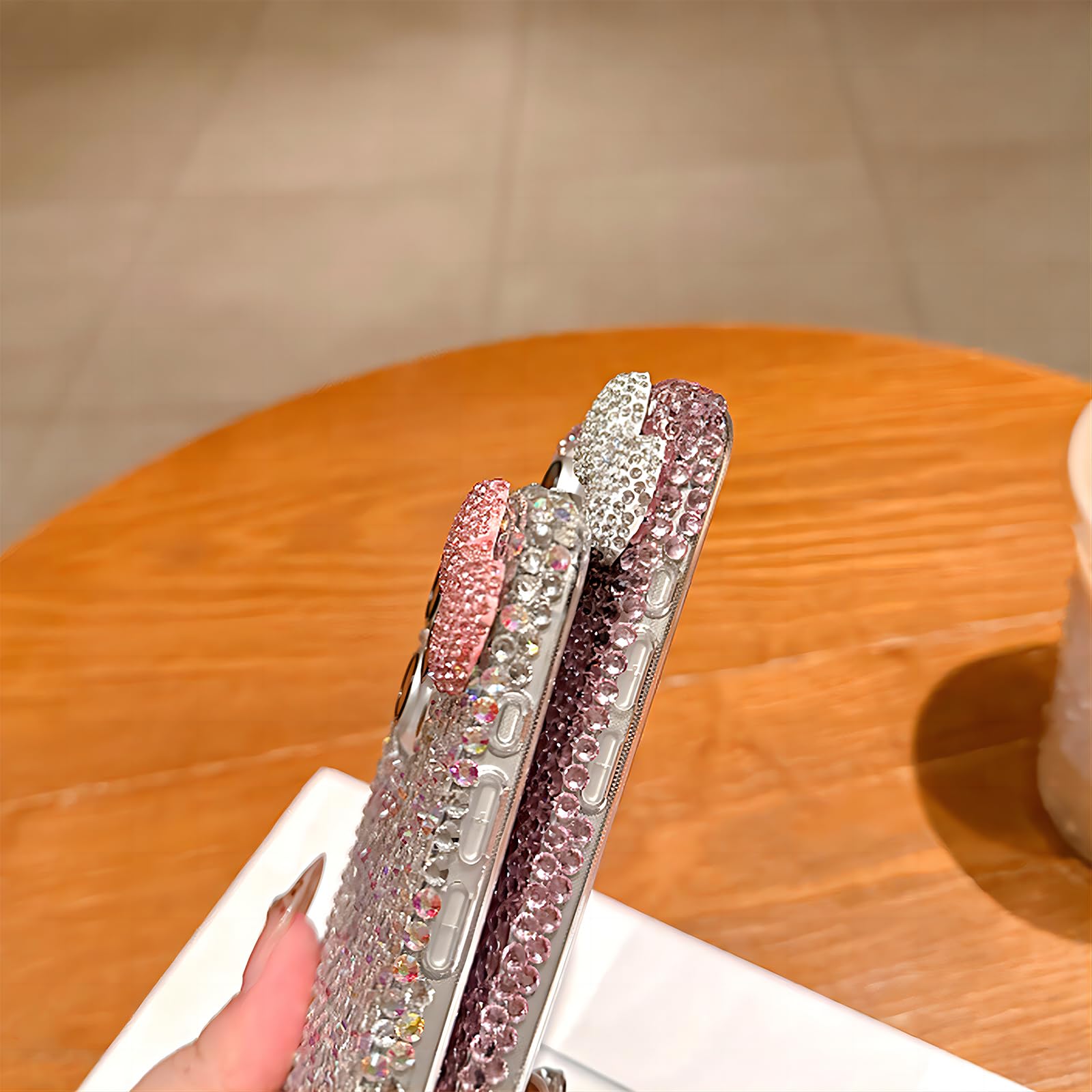 UMICASE Cute Glitter Rhinestone Bling Bow iPhone 13 Pro Max Case - Shockproof Fall Protection Phone Cover for Girls | Perfect for School, Parties & Everyday Use (White)