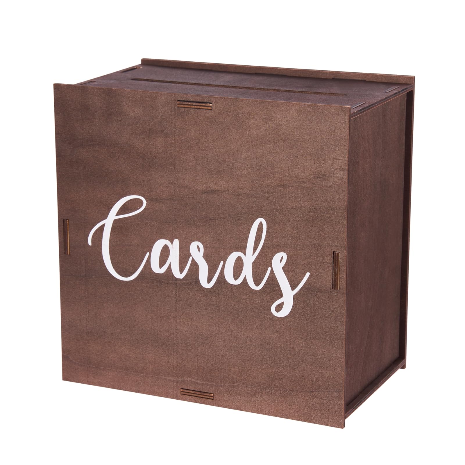 10 Inch Rustic Wooden Wedding Card Box with Slot - Elegant Money & Envelope Holder for Wedding Reception, Graduation, Birthday Party - Perfect for DIY Decor & Gift Collection - WCB002