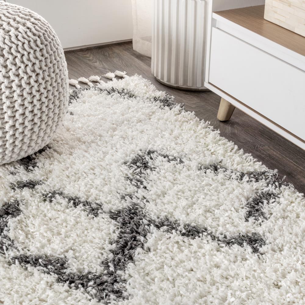 Soft Mercer Shag Plush Tassel Moroccan Tribal Geometric Trellis Area Rug - Perfect for Living Room, Bedroom & Boho Home Decor