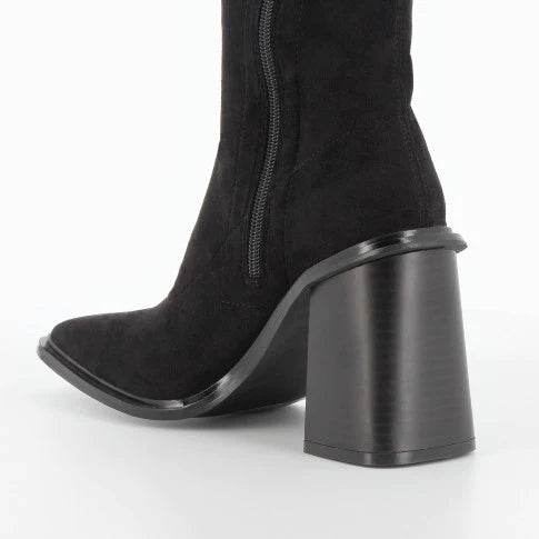 Amandine Women's Thigh High Boots - Black Leather Over The Knee Boots for Fashion, Party & Winter Outfits