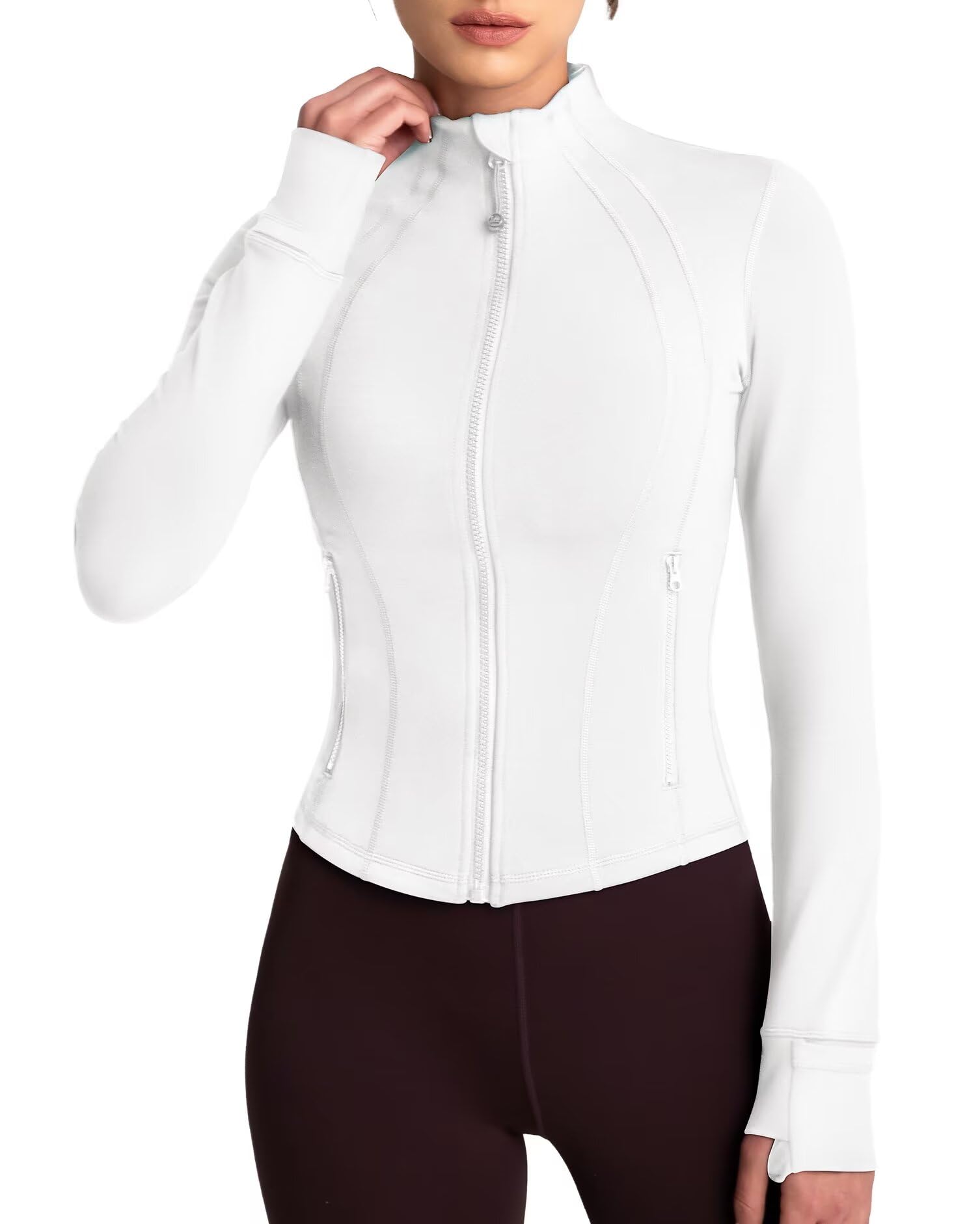 QUEENIEKE Women's Lightweight Cropped Zip-Up Workout Jacket - Slim Fit Running & Gym Tops for Yoga, Jogging & Outdoor Sports