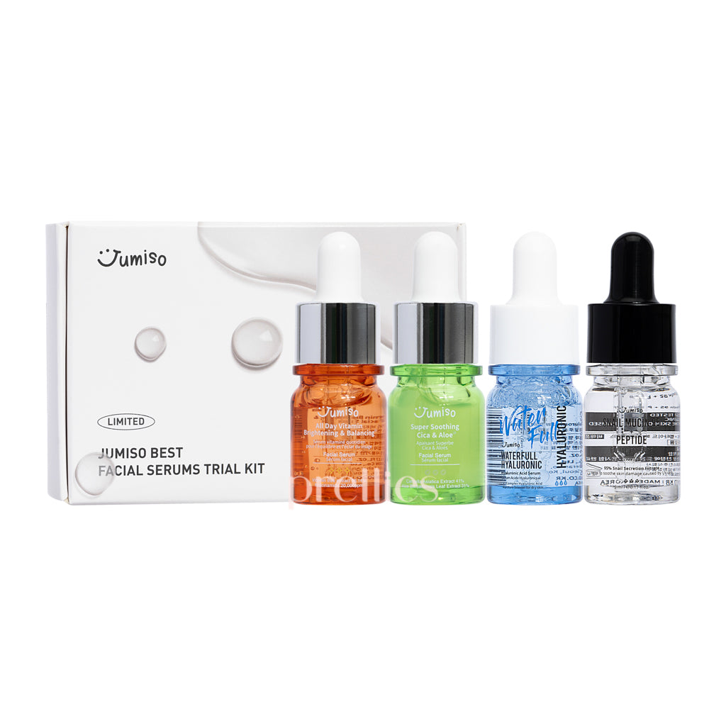 Jumiso Best Facial Serums Trial Kit - 4x5ml Anti-Aging, Hydrating & Brightening Serums for Glowing Skin | Perfect for Travel & Daily Skincare Routine