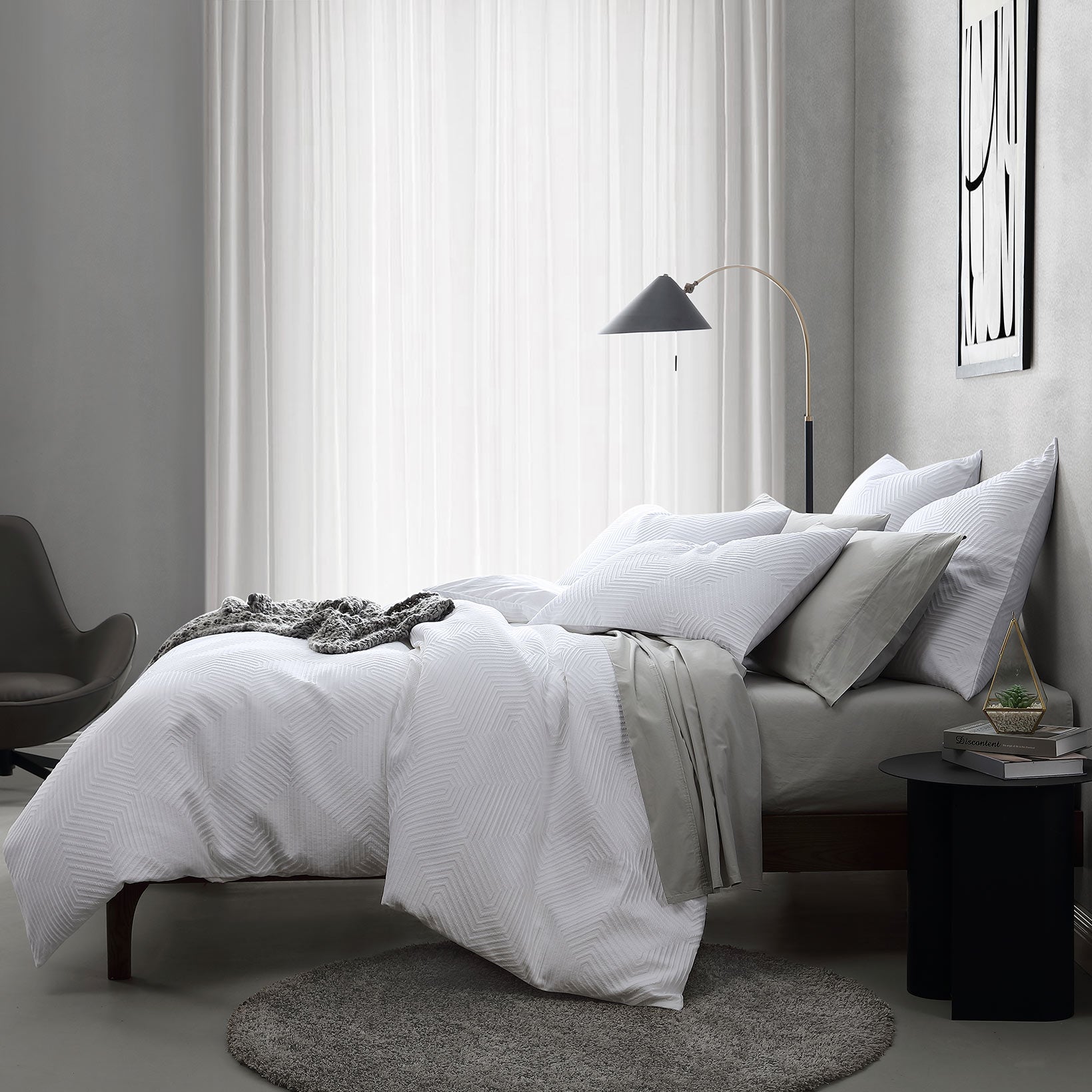 Royal Doulton Efron White Quilt Cover Set - Premium Cotton Bedding for Luxury Bedrooms & Guest Rooms