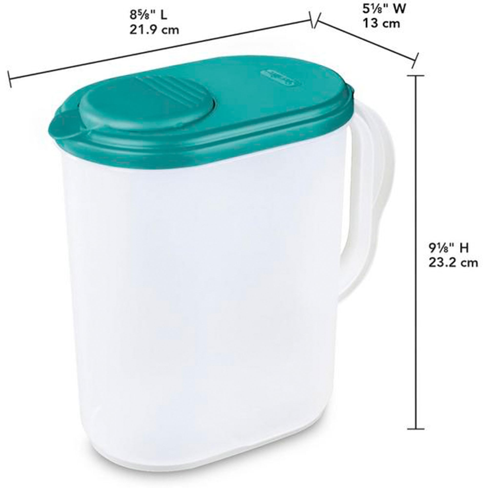 Sterilite Ultra Seal 1 Gallon Drink Pitcher - Freezer & Dishwasher Safe, Comfort Grip Handle with Measurement Marks, Clear/Blue (6 Pack) - Perfect for Iced Tea, Lemonade, Juice & Party Beverages