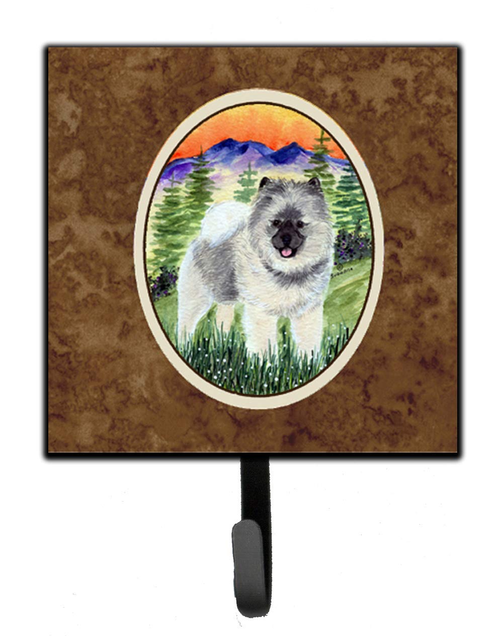 Caroline's Treasures SS8192SH4 Keeshond Wall Mount Key Holder & Coat Rack - Durable Hooks for Keys, Leashes, Towels, Aprons - Perfect for Entryway, Mudroom, Kitchen & Pet Organization
