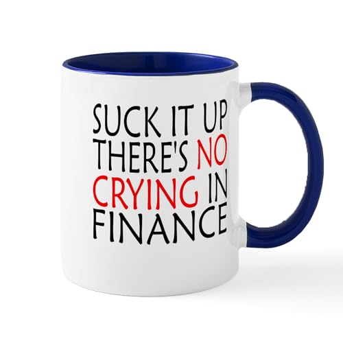 White/Navy Inside - There's No Crying In Finance Mugs