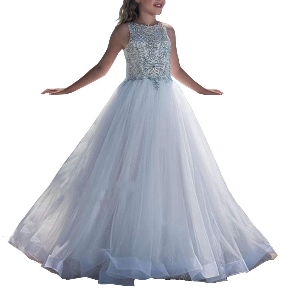 Honeydress Girls Tulle Flower Girl Dress A-Line Net Princess Pageant Gown for Weddings, Parties & Special Occasions