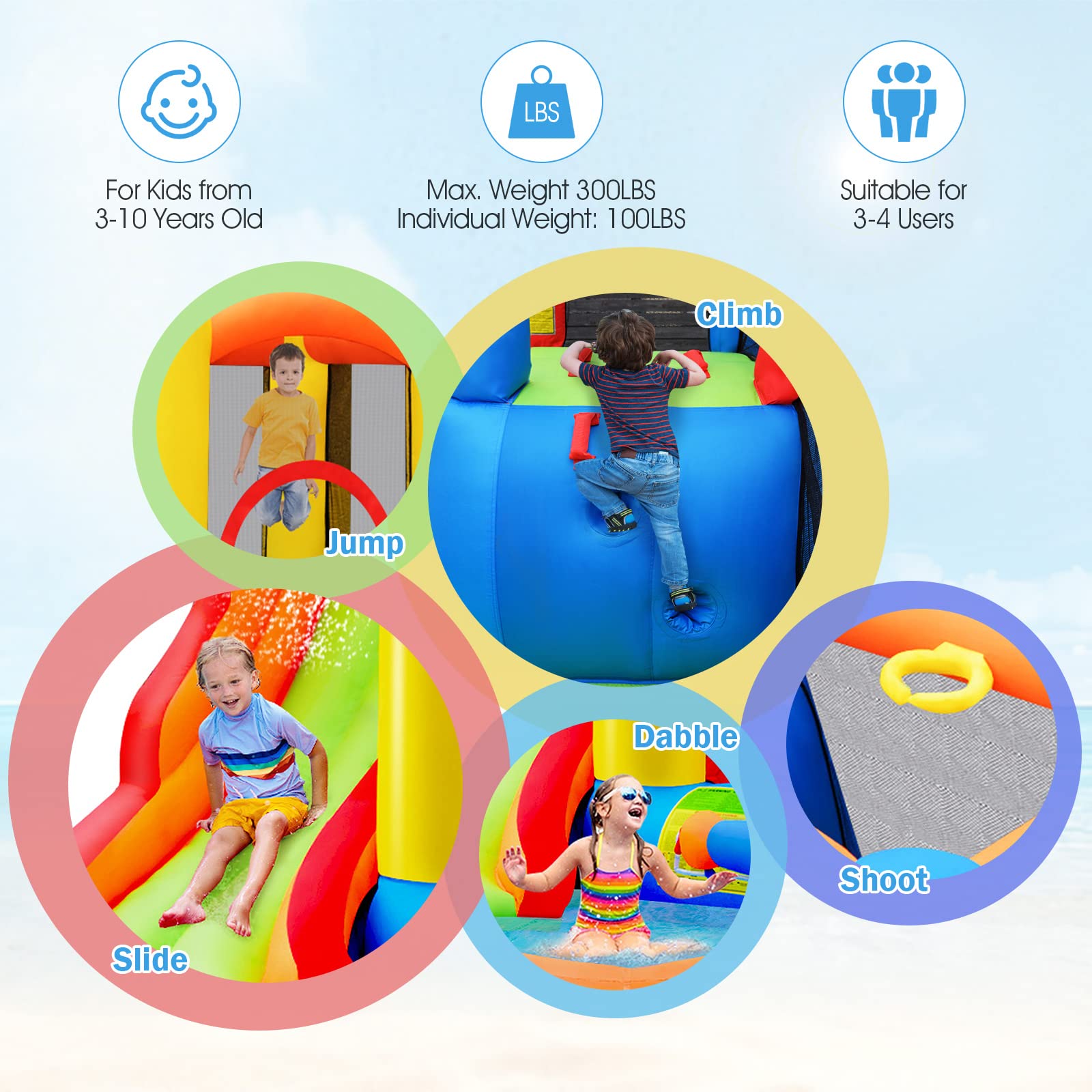 **HONEY JOY 6-in-1 Inflatable Water Slide & Bounce House with Splash Pool - Giant Blow Up Water Park for Kids & Adults - Outdoor Backyard Fun with 740W Blower (Perfect for Summer Parties, Birthdays & Family Gatherings)**