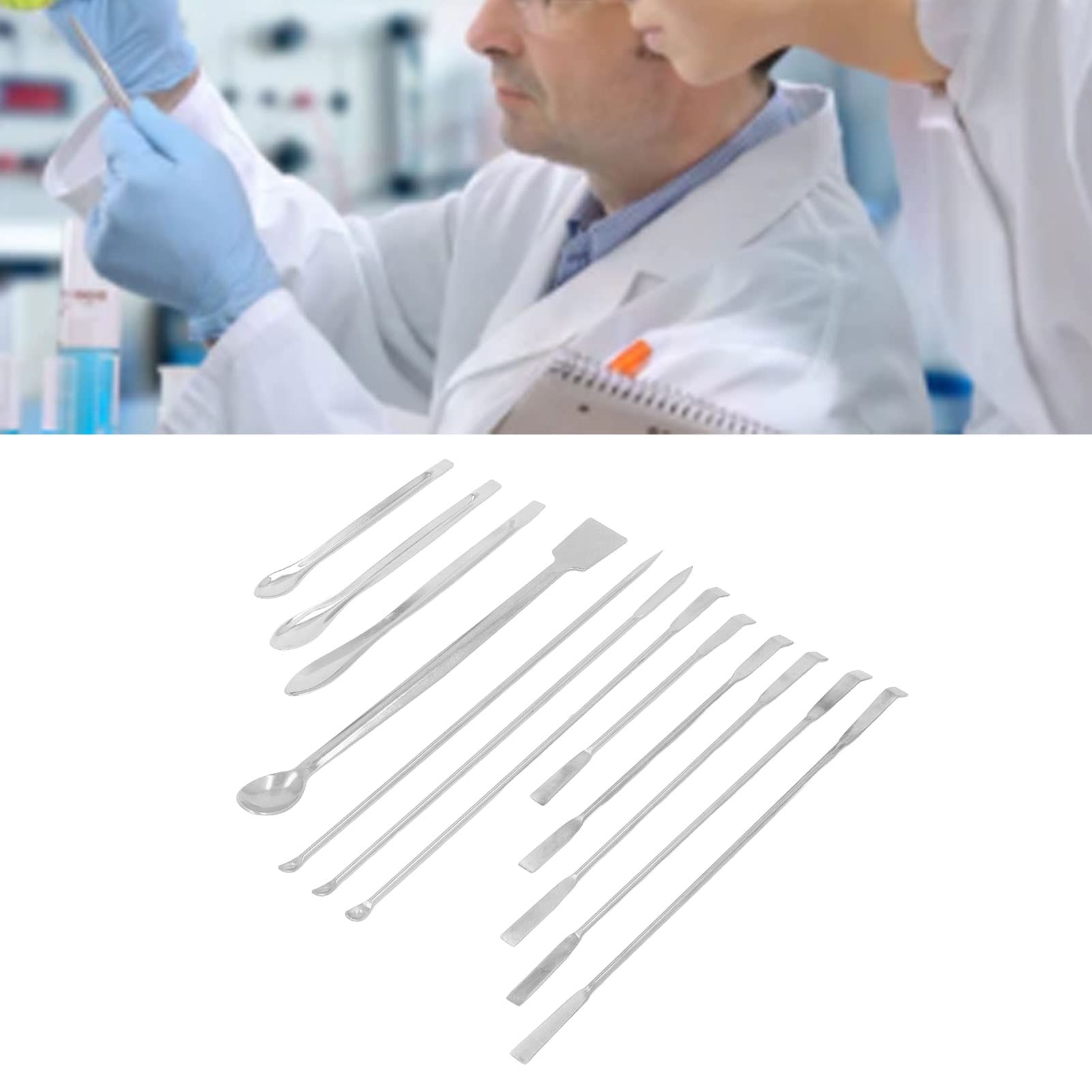 **Double-Ended Laboratory Spatula Set - Stainless Steel Lab Scoop & Scraper Tool for Reagent Handling, Medicine Mixing & Cooking (Ideal for Labs, Kitchens & DIY Projects)**